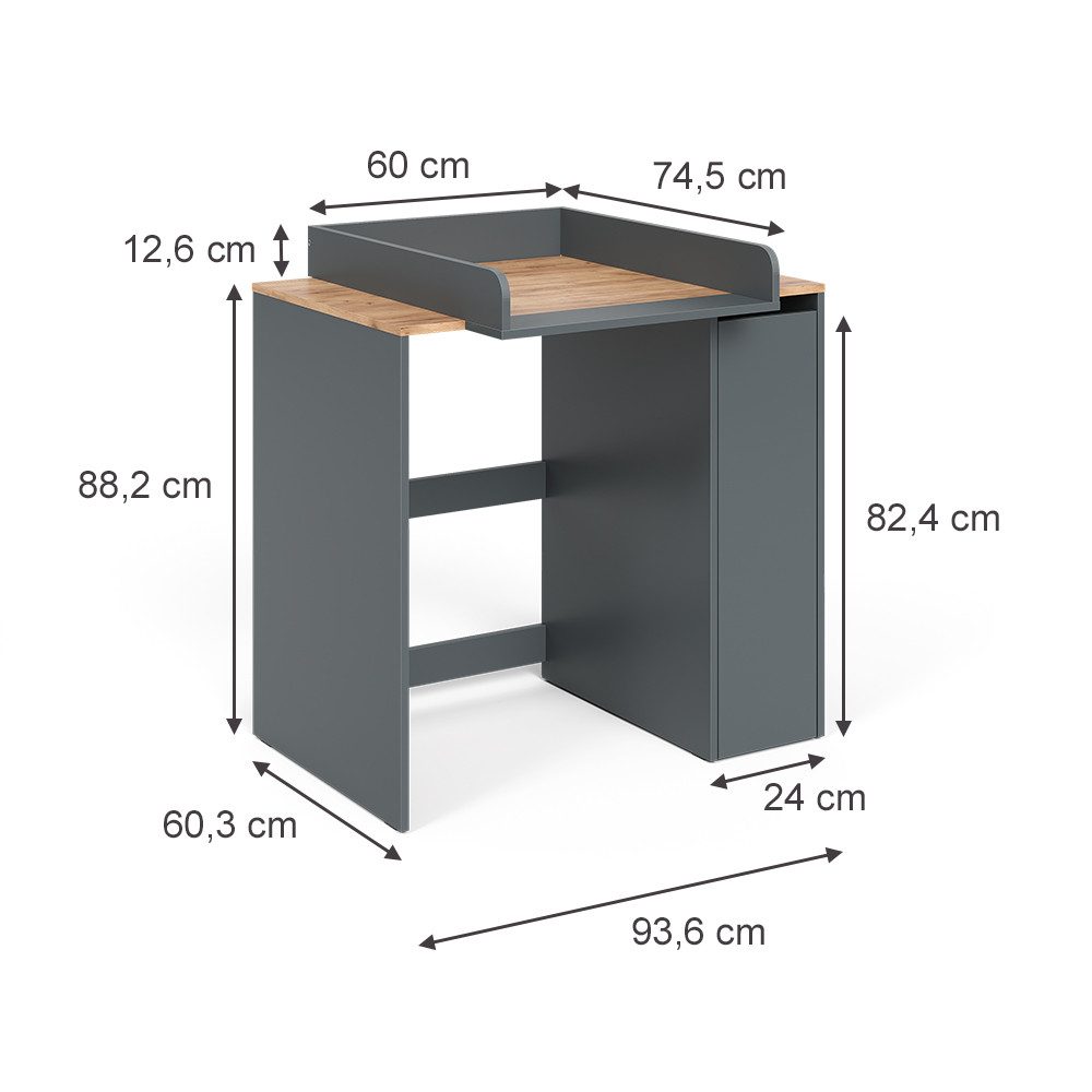 Vicco Waschmaschinenumbauschrank Viktor, Anthrazit/Goldkraft Eiche, 93.6 x 88.2 cm 2 Teile mit Wicke... (1-St) – Bild 3 von 5