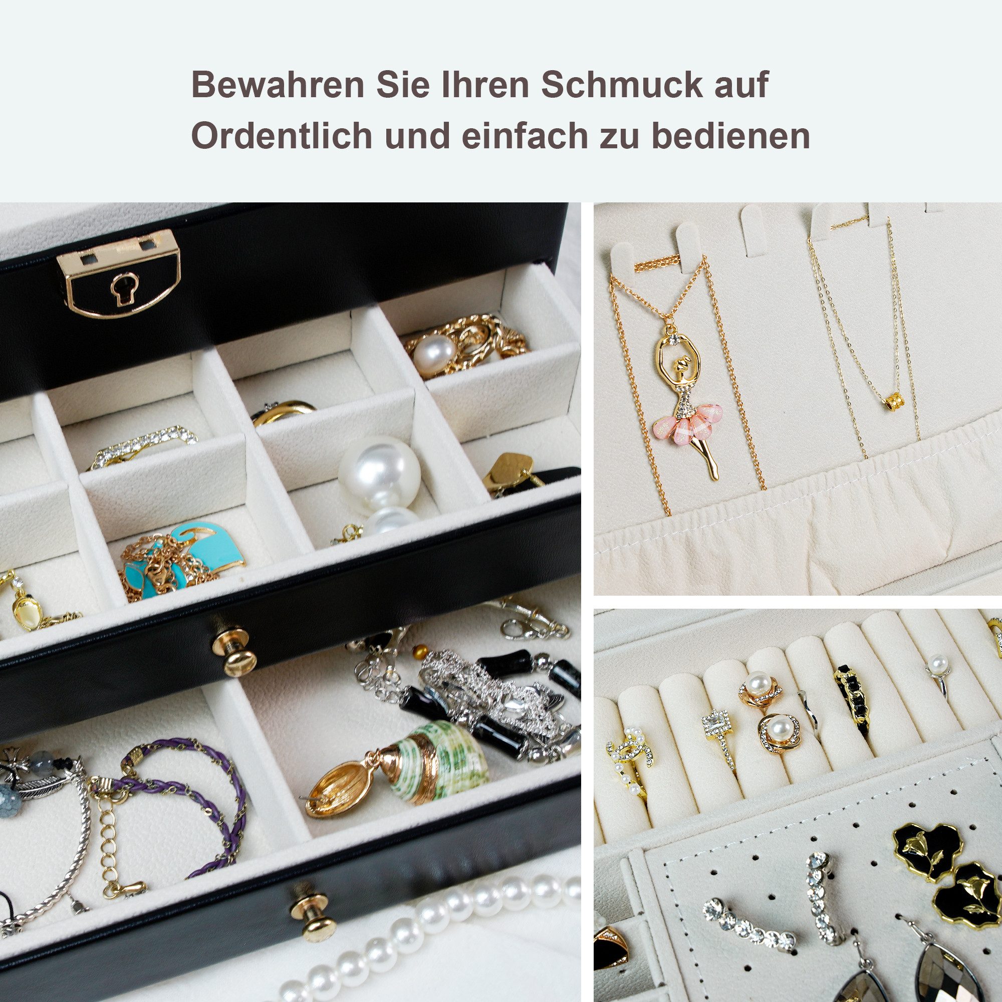 AdelDream Schmuckkasten AdelDream Schmuckkasten dreistöckige Schmuckbox – Bild 5 von 5