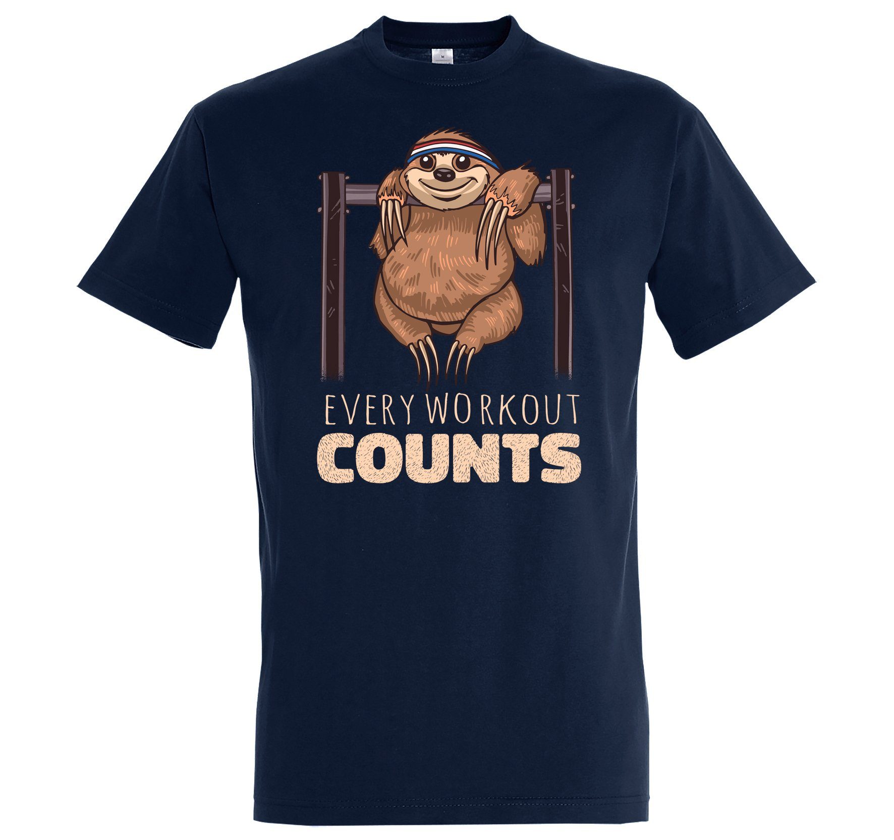 T-Shirt Workout Herren Every Youth Shirt Counts im Gym Navy Designz Faultier Fun-Look
