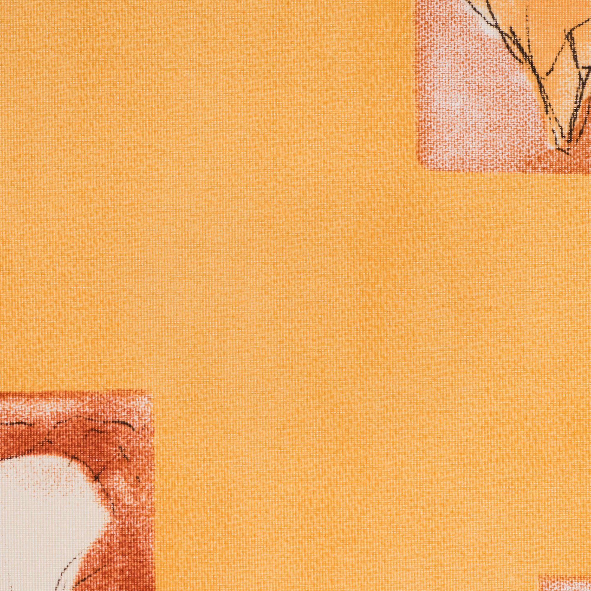 Seitenzugrollo Blumen orange, Liedeco, Lichtschutz, orange Dekorrollo verschraubt, mit Blumen Kettenzugrollo, Seitenzugrollo, Bohren, Bohren/ohne - freihängend