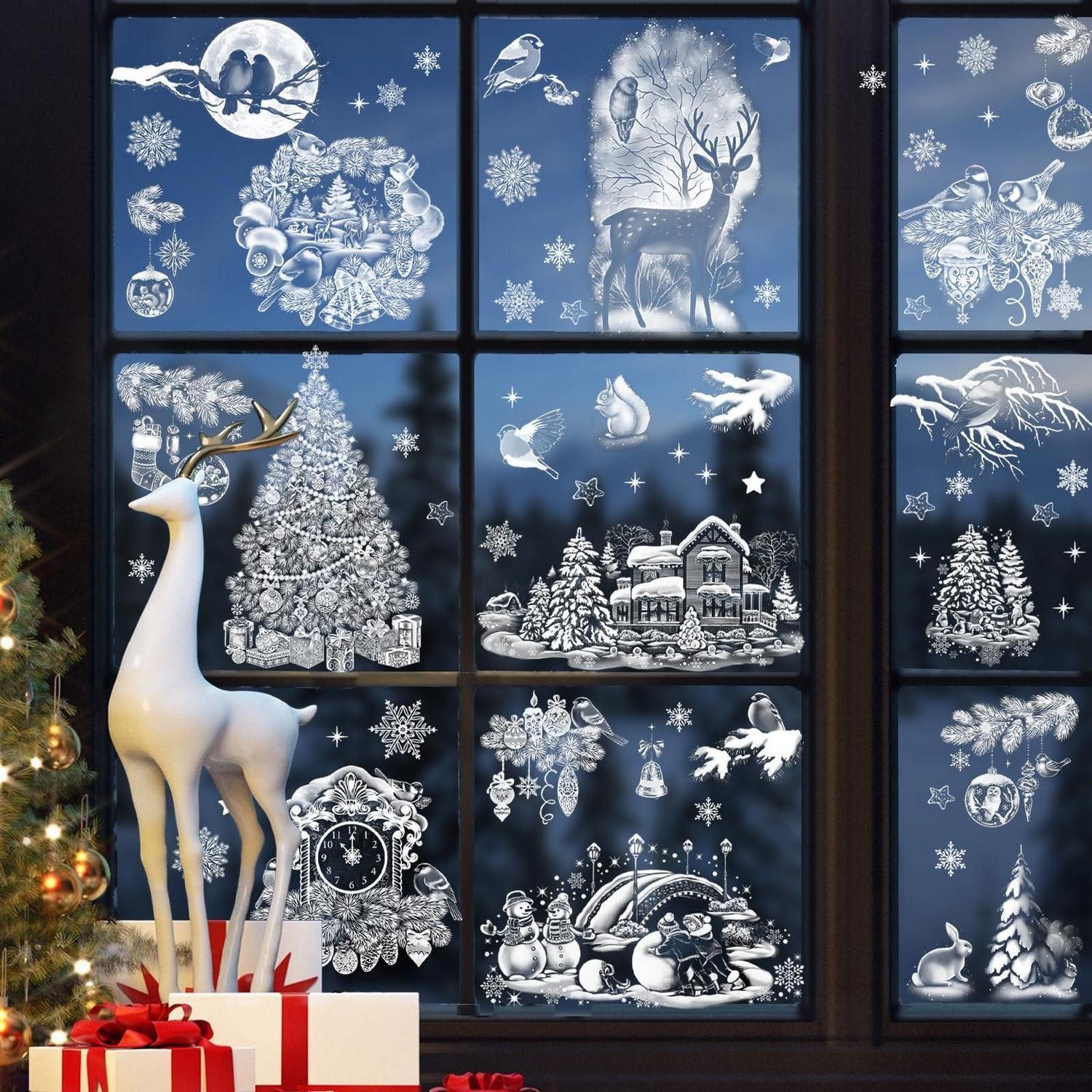 LuxusKollektion Fensterbild Fensterbilder Weihnachten 124tlg. PVC wiederverwendbar
