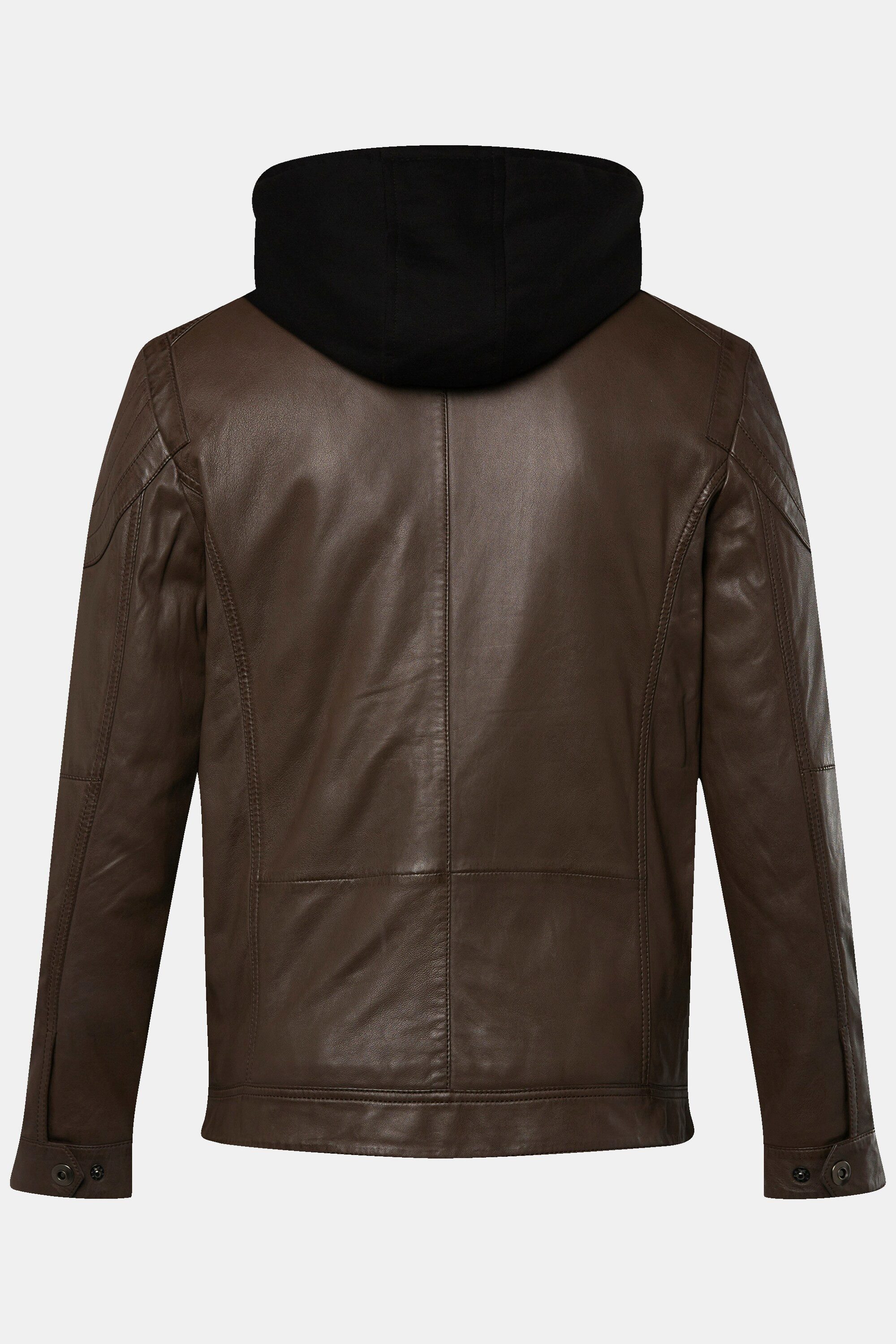 Men Plus Lederjacke Lederjacke Leder abnehmbare Jersey-Kapuze Zipper