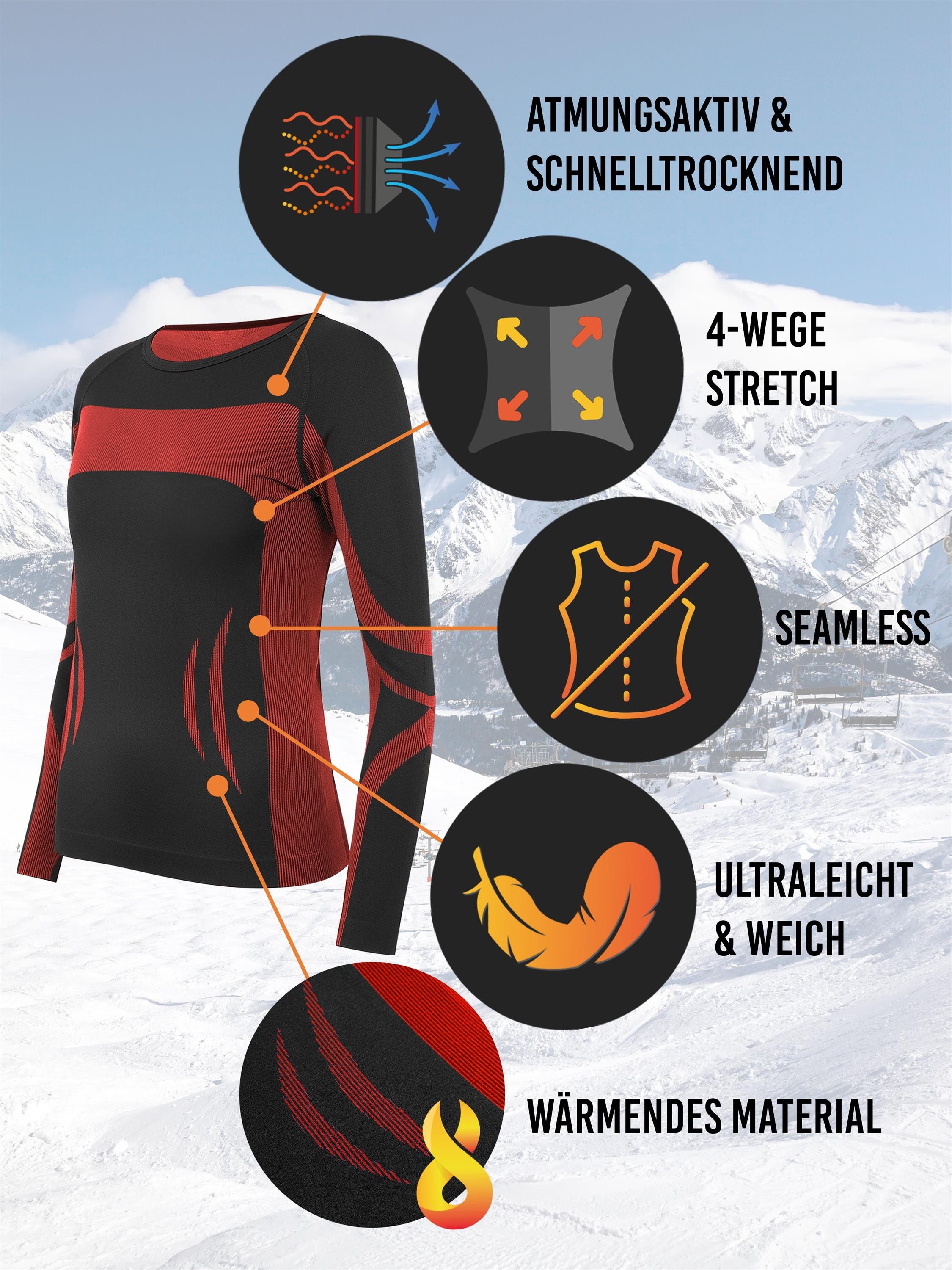 normani Funktionsunterhemd 1x Unisex Thermounterhemd langarm Skiunterhemd für Damen und Herren – Bild 4 von 5