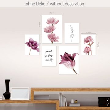 Kreative Feder Poster Flowers, Blume (Set, 6 St), 6-teiliges Poster-Set, Kunstdruck, Wandbild, Posterwand, Bilderwand, optional mit Rahmen, WP523