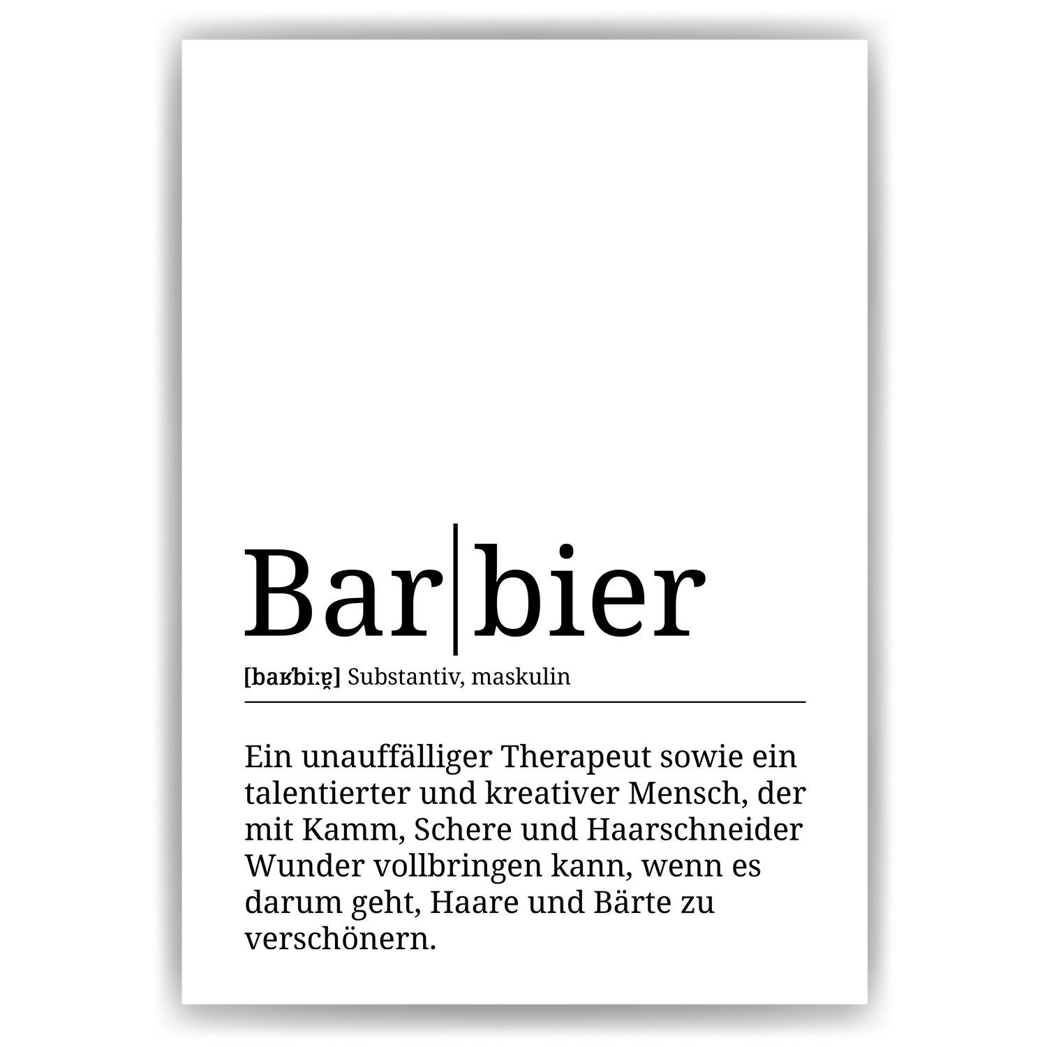 Tigerlino Poster Barbier Definition Geschenk Barber Mitarbeiter Wandbild