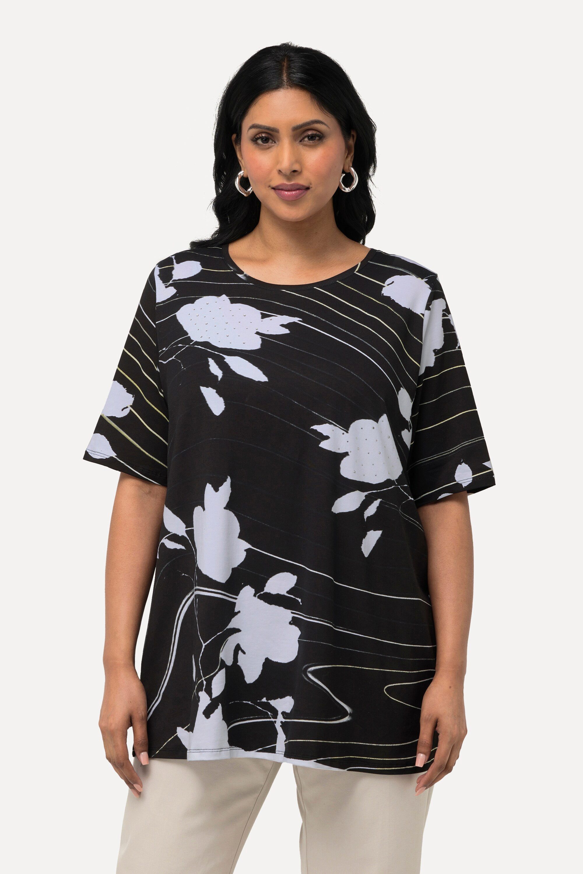 T-Shirt T-Shirt Pima Cotton A-Linie Rundhals Halbarm