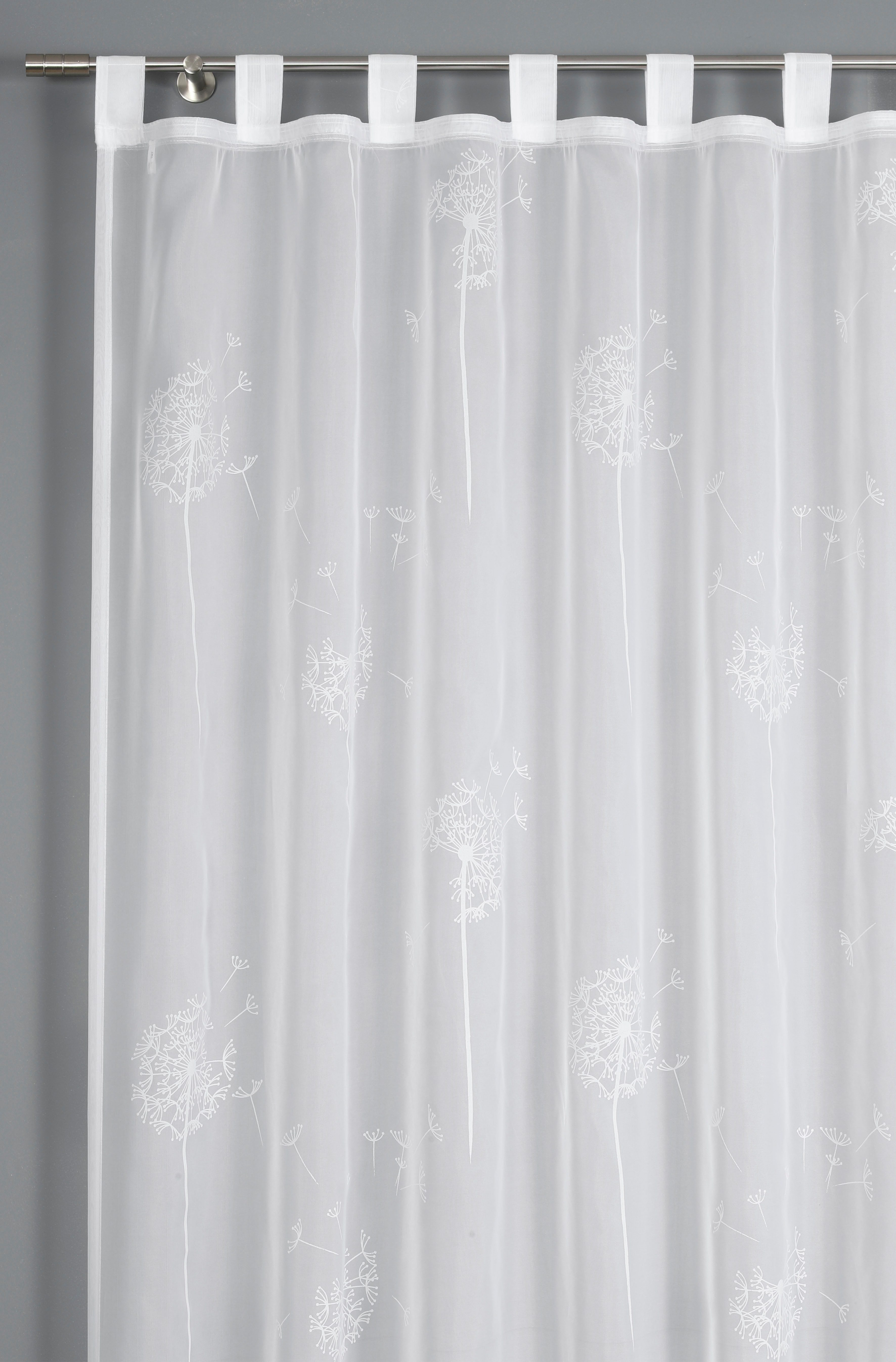 Gardine »Schal Voile mit Flockprint Pusteblume«, (1 St.), mit Schlaufen günstig online kaufen