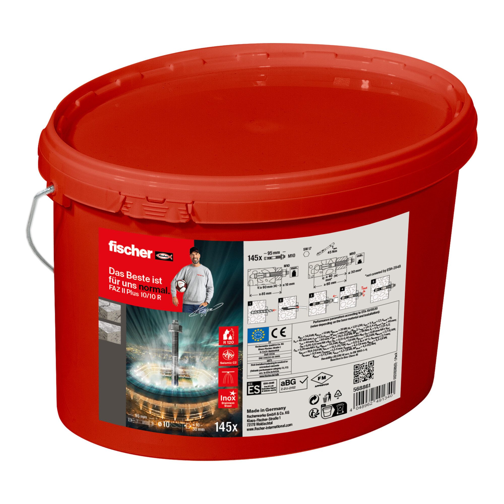 fischer Bolzenanker fischer Bolzenanker FAZ II Plus 10/10 R Eimer