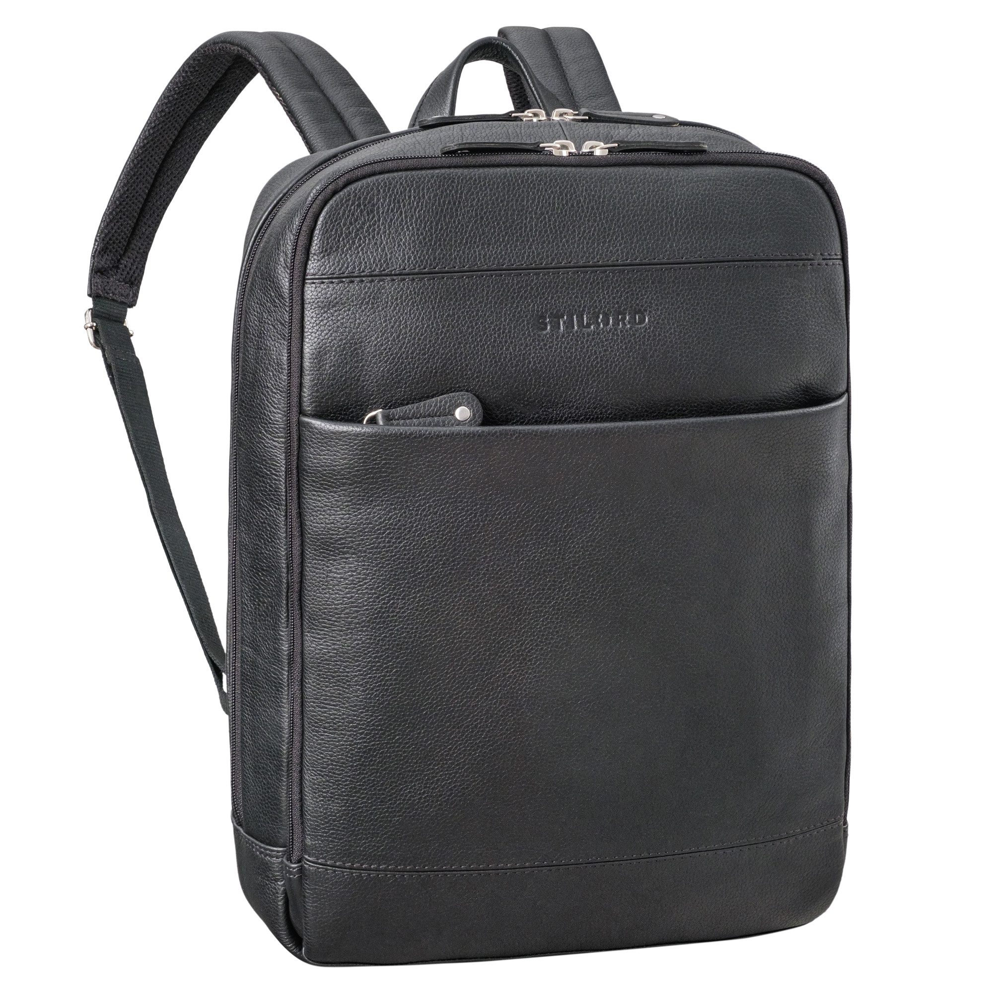 Notebookrucksack "Leo" Leder Rucksack mit Laptop-Fach 15,6 Zoll und Rückenbelüftung