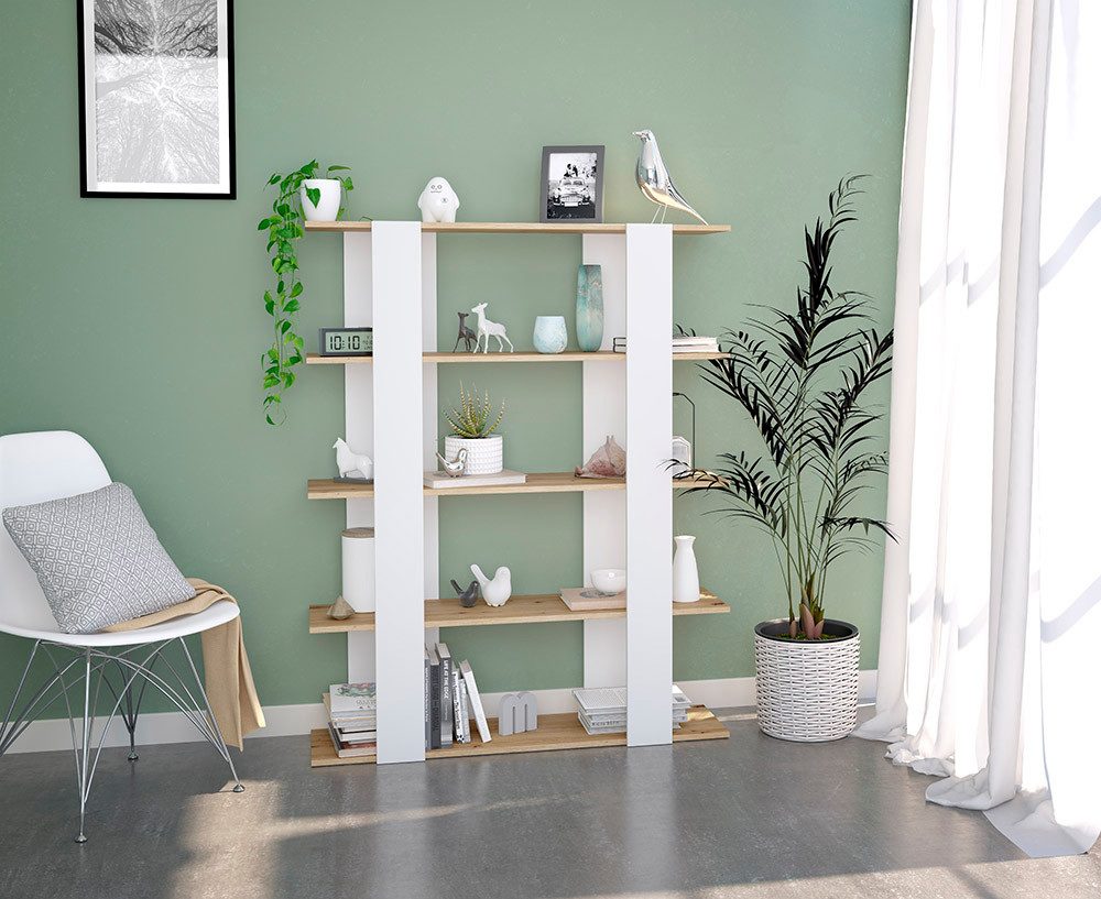 habeig Standregal Hochregal Bücherregal Aktenschrank Kommode Weiß Holz 136x günstig online kaufen