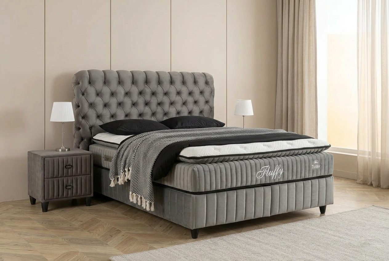 gowoll mit Matratze mit Topper Comfort Bett Set Doppelbett, Polsterbett (Set, 4-St., Boxbett 140x200 Stauraum 140x200), boxspringbett mit nachttisch komplett