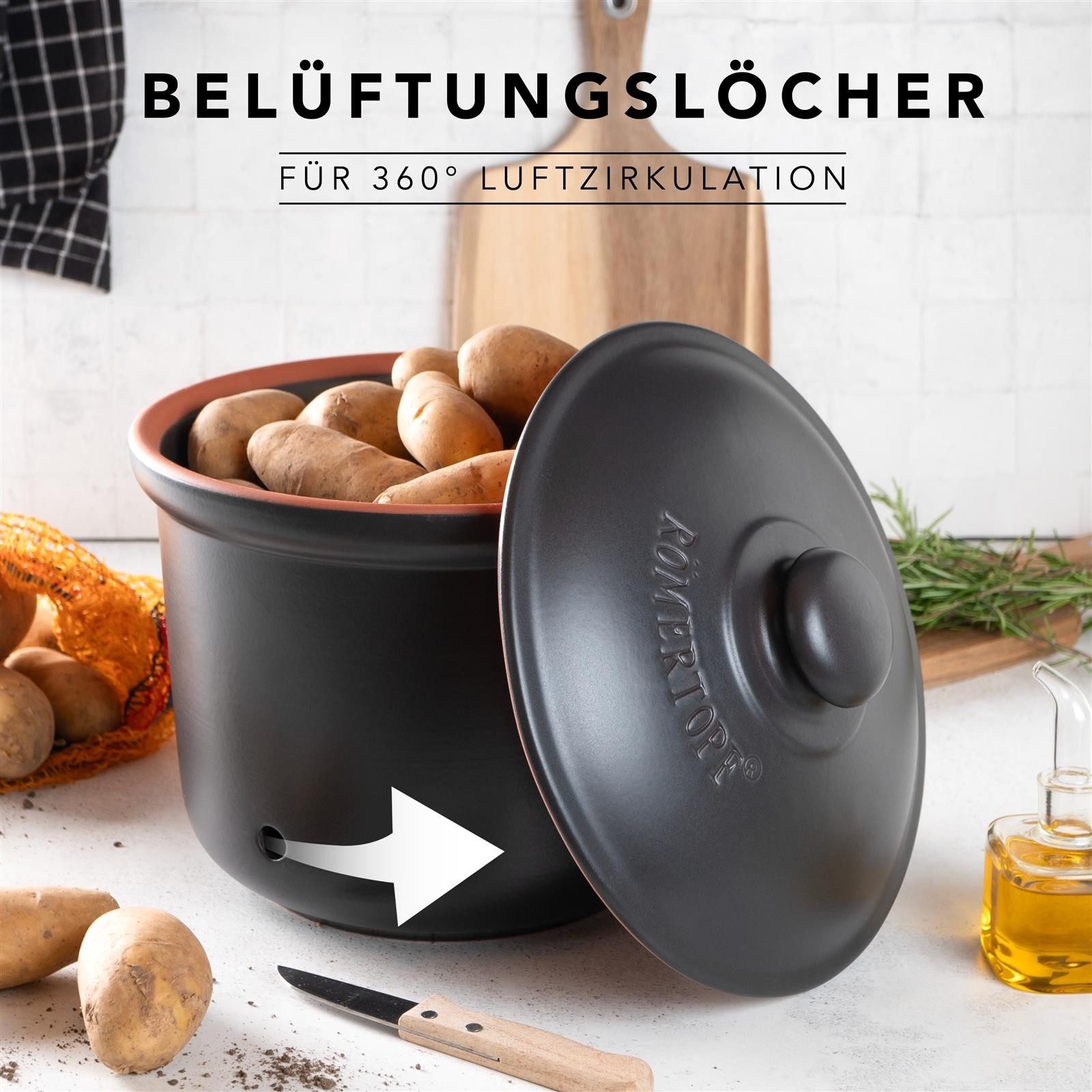 RÖMERTOPF Römertopf Frische-Topf MAXI PLUS - Kartoffeln Aufbewahrung 5,5 Liter, (Frischetopf & Deckel) – Bild 4 von 5