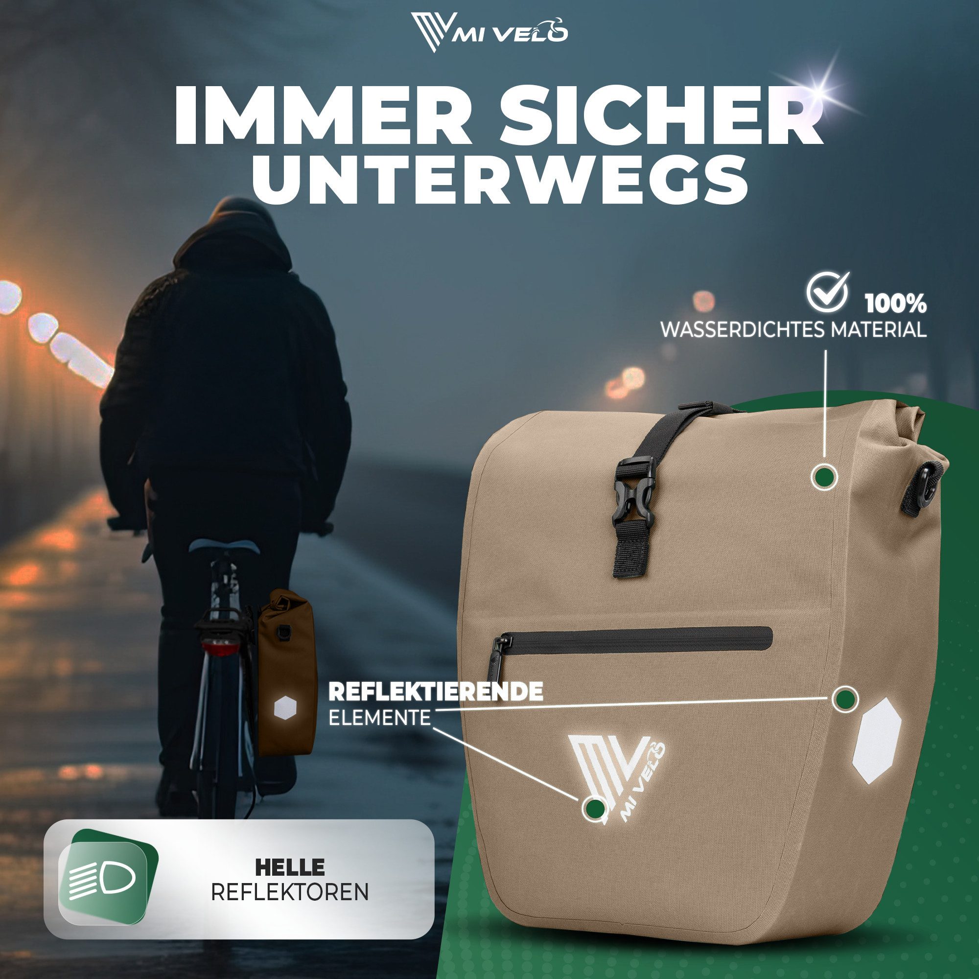 MIVELO Fahrradtasche Gepäckträgertasche wasserdicht inkl. Gurt für Umhängetasche, Zwei Varianten wählbar