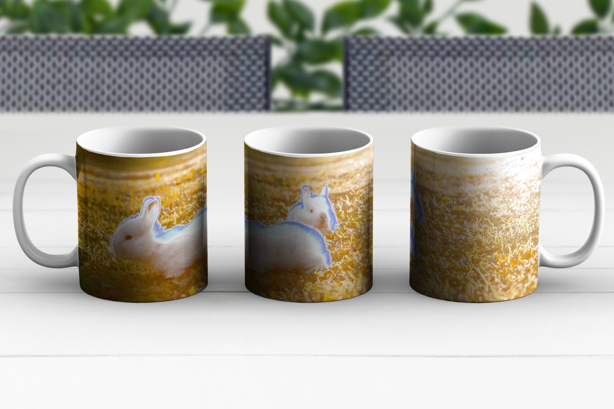 Teetasse, Keramik, Teetasse, - Becher, Geschenk Weiß, MuchoWow - Baby Kaninchen Kaffeetassen, Tasse