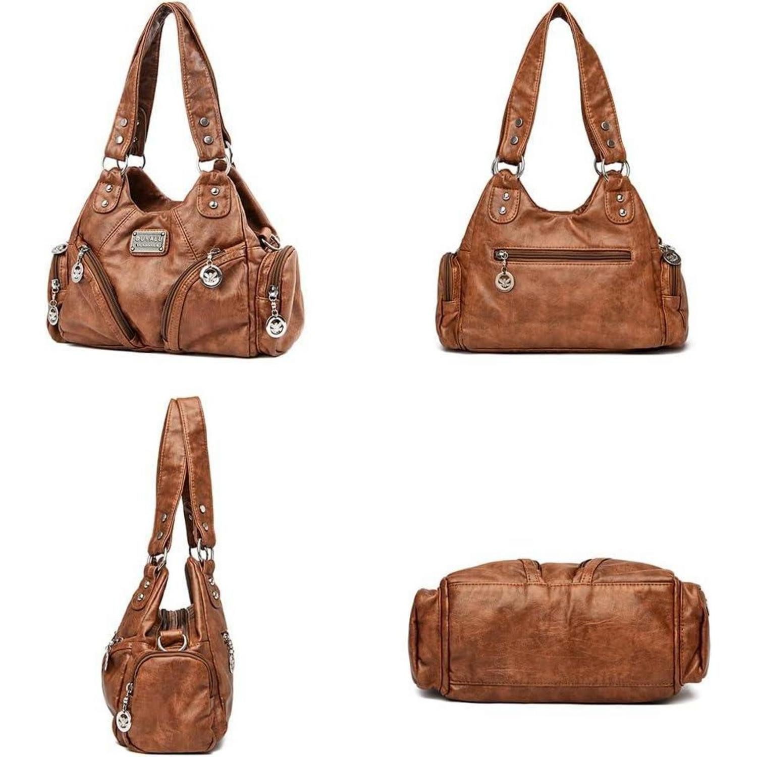 LuxusKollektion Handtasche Damenhandtasche PU-Leder Hobo Vintage Schultertasche Henkeltasche Grau
