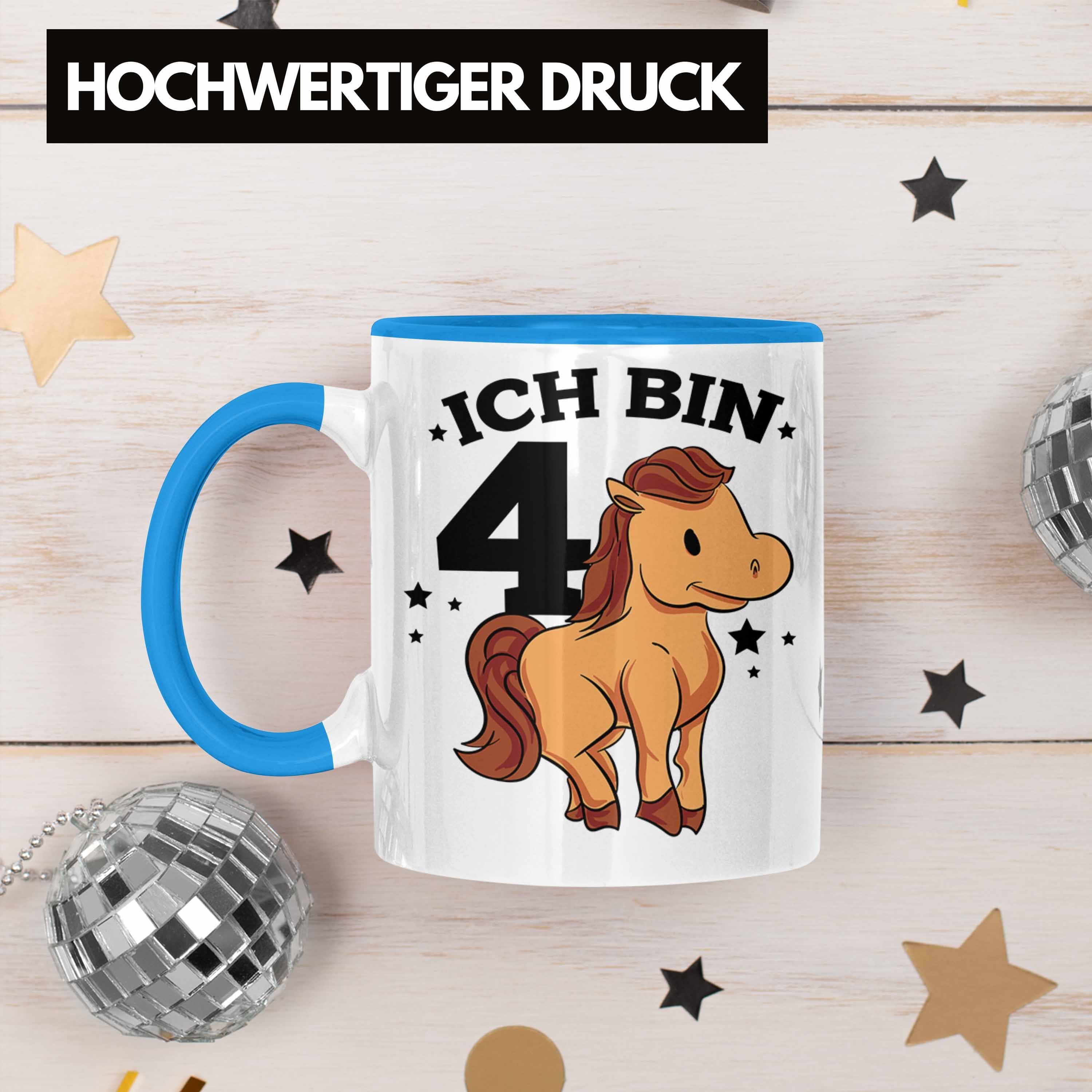 Tasse 4. Pferde-Motiv Pferdefans Mädchen Geburtstag für Blau Lustige Tasse Trendation Reiter