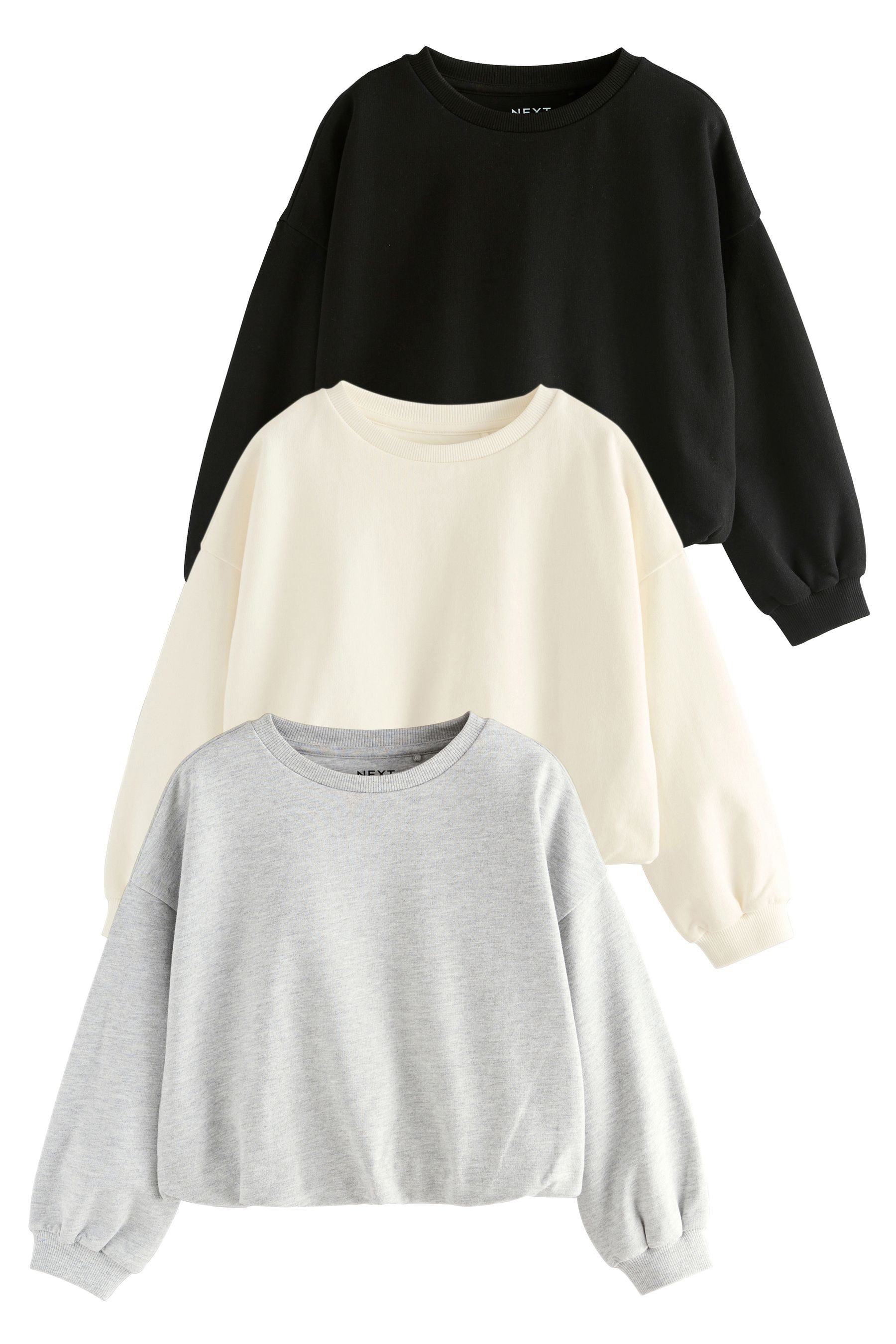 Sweater 3er-Pack Langarmshirts mit Ballonsaum