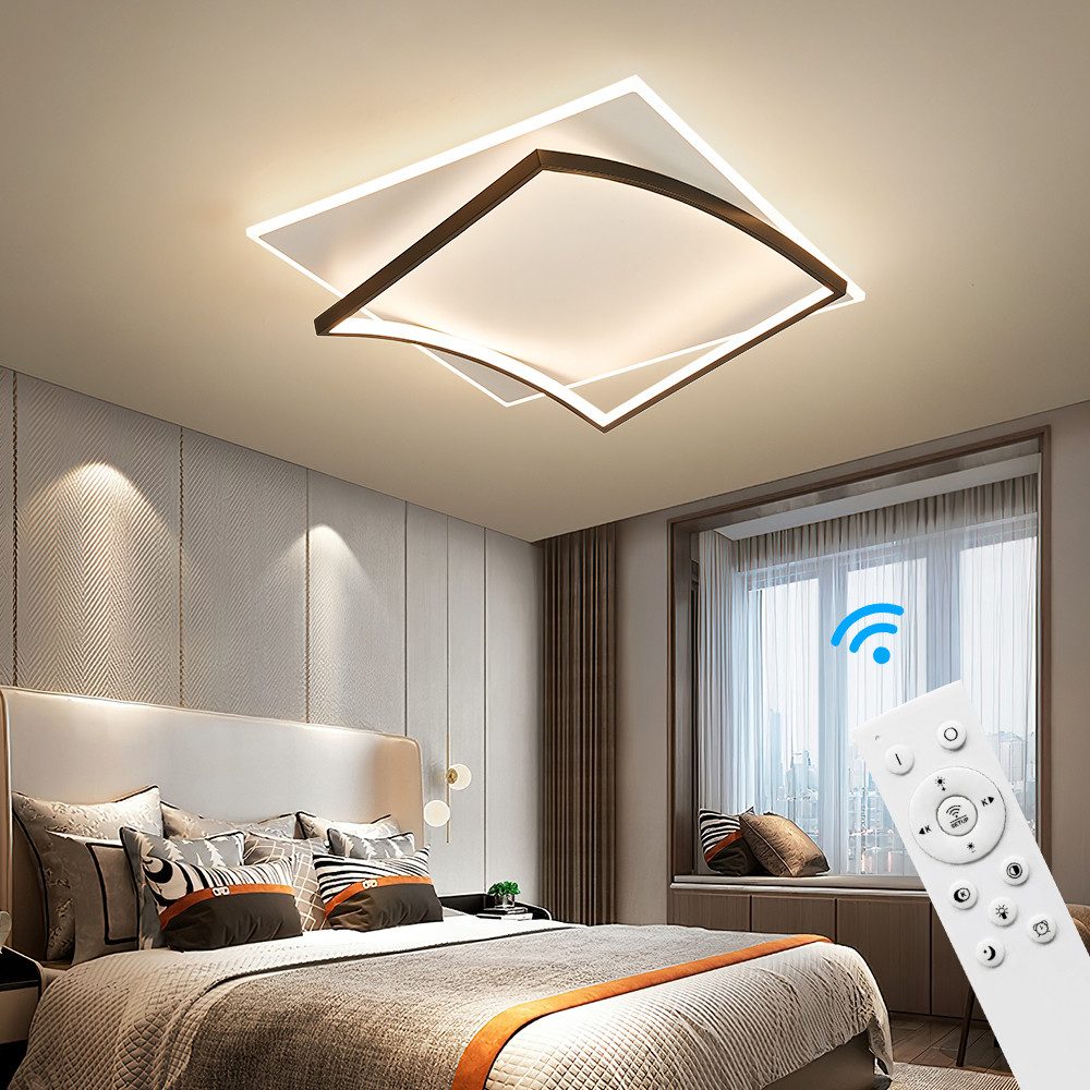 Eurohandisplay LED Deckenleuchte schwarz weiße LED Deckenleuchte Fernbedienung Helligkeit einstellbar, LED fest integriert, Warm bis Kaltweiß, Lichtfarbe- und Helligkeit einstellbar