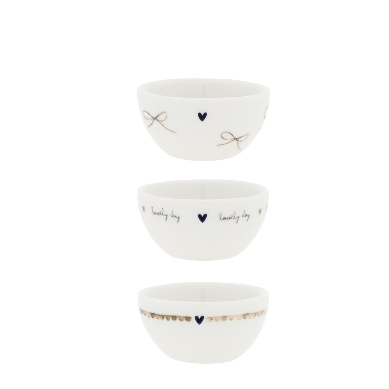 Bastion Collections Snackschale Karamell, Keramik, Spülmaschinengeeignet, Weiß, Herz, H: 3cm