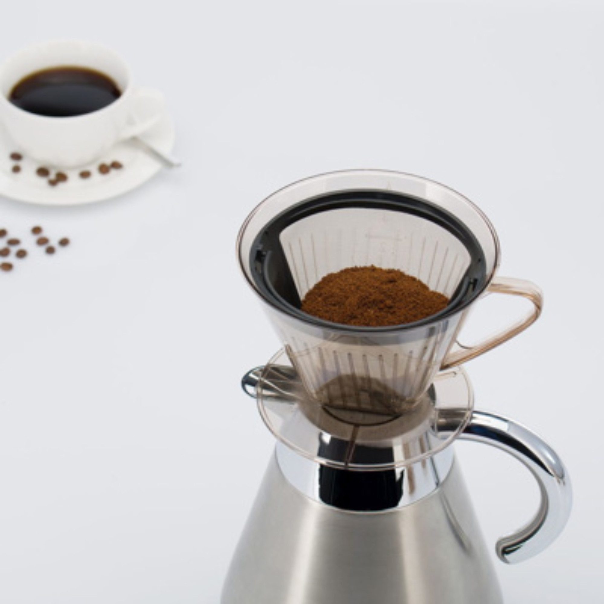 Thiru Permanentfilter Kaffeefilter klar - für 4 Tassen - Handfilter für Papierfilter Gr. 4