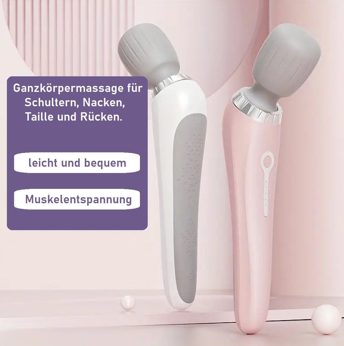 denu-shop Massagegerät Kraftvoller Kabelloser Massagestab Tragbar Ganzkörper, Packung 1-tlg., Massagegerät, USB-Kabel, Handbuch – Bild 3 von 5