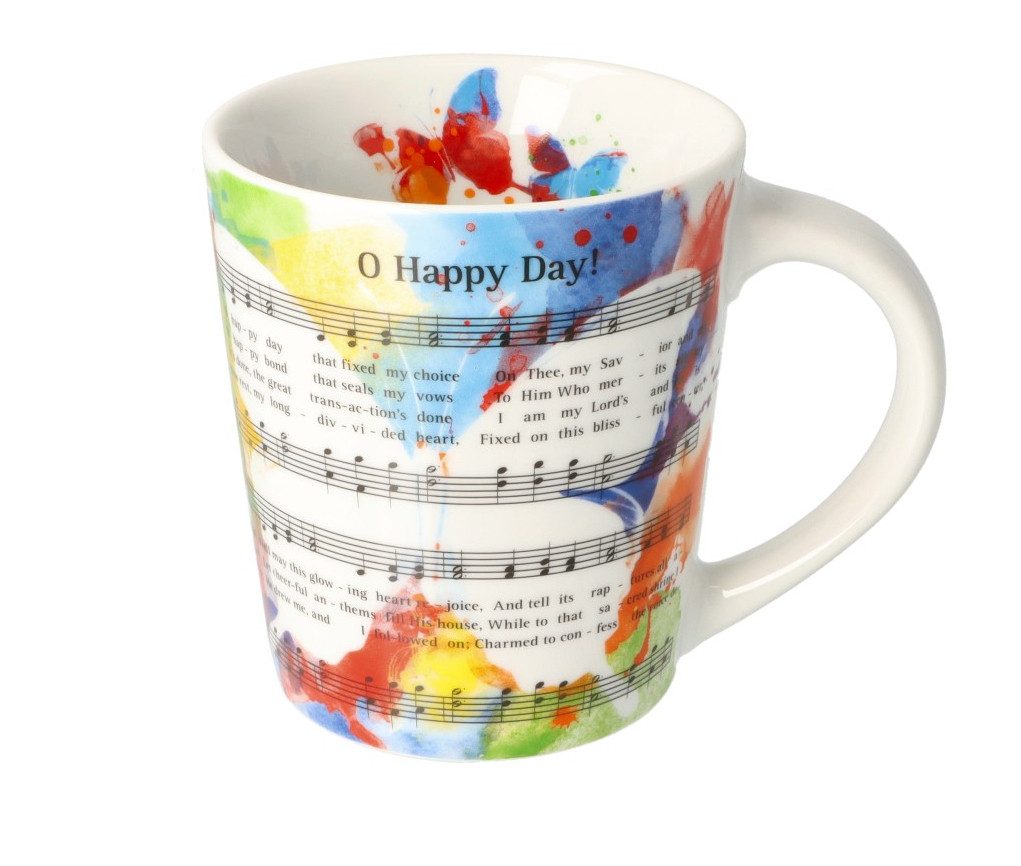 Becher bunter Oh Happy Day-Henkelbecher, Noten und Liedtext
