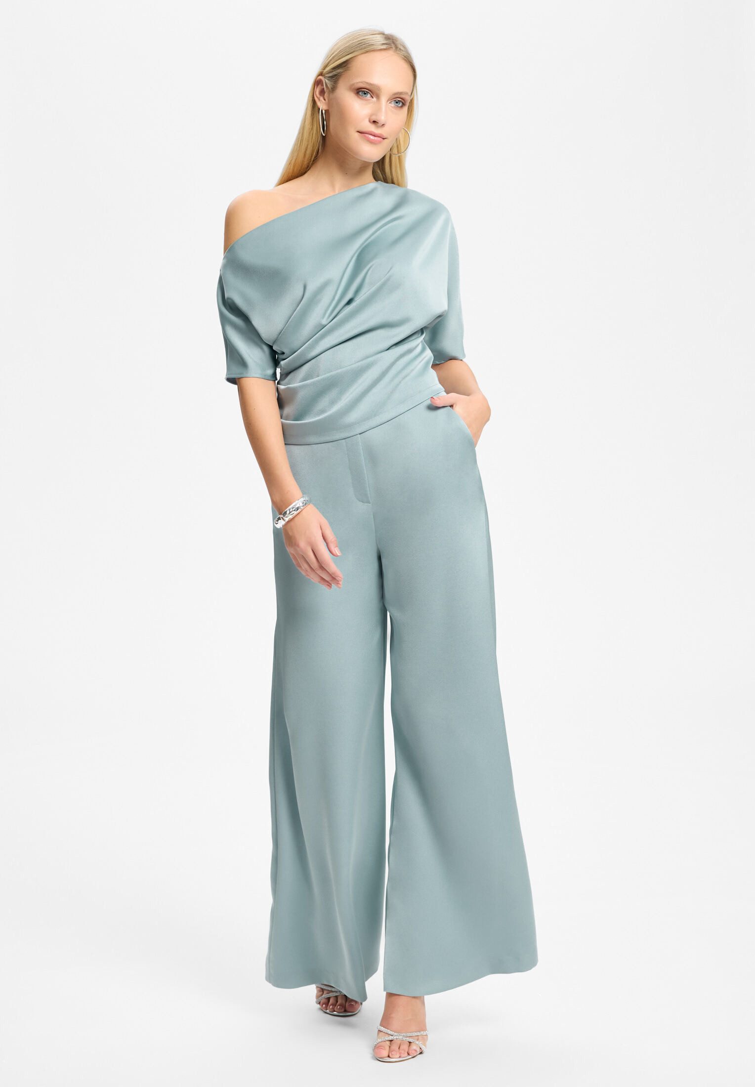 SWING Hosenanzug - Satinhose mit weitem Bein