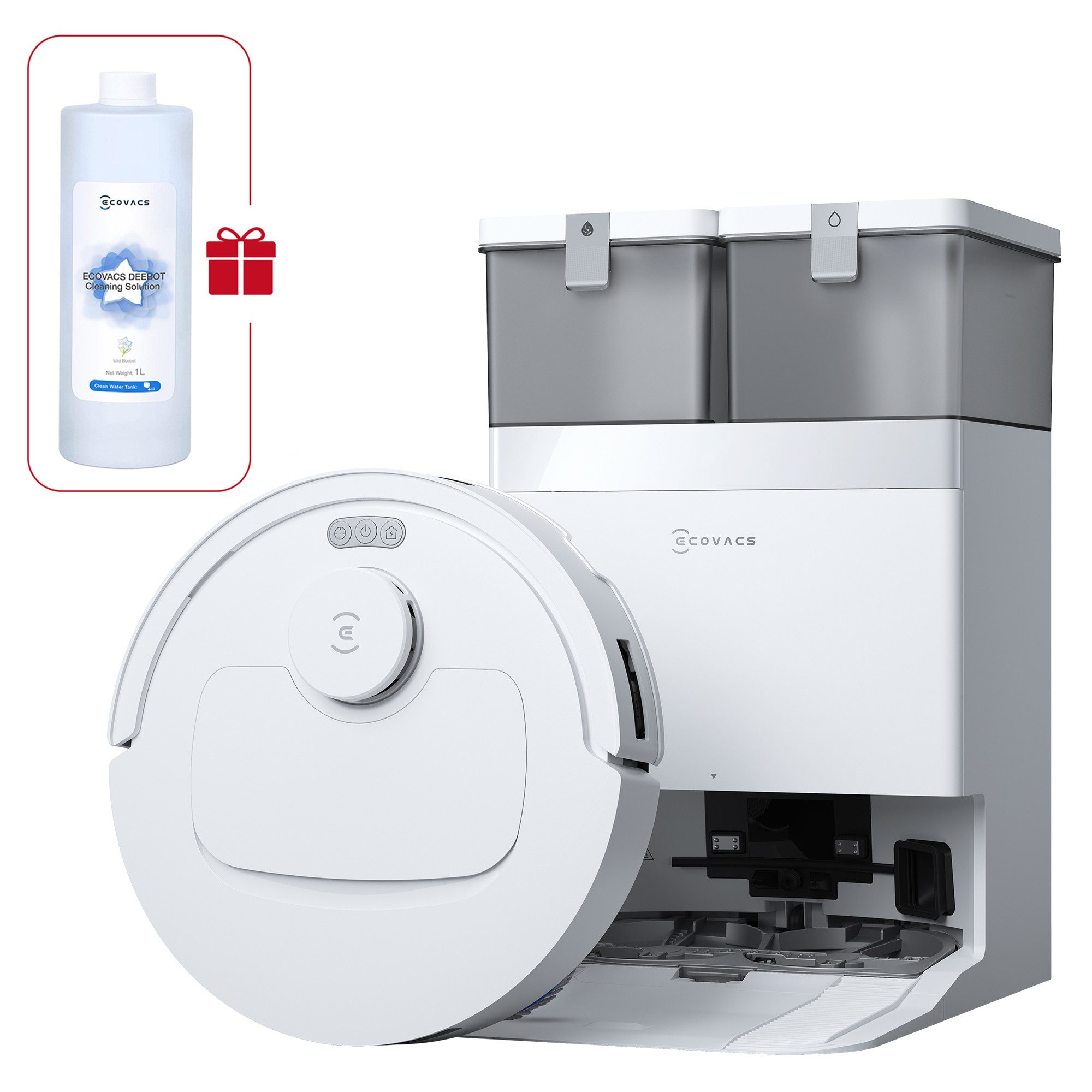 ECOVACS Saugroboter DEEBOT T30e Omni Saugroboter mit Wischfunktion, 25.000 Pa, 35 W, All-in-One-Station, OZMO Turbo 2.0 Wischen, ZeroTangle 3.0 Anti-Verheddern, TrueMapping 2.0