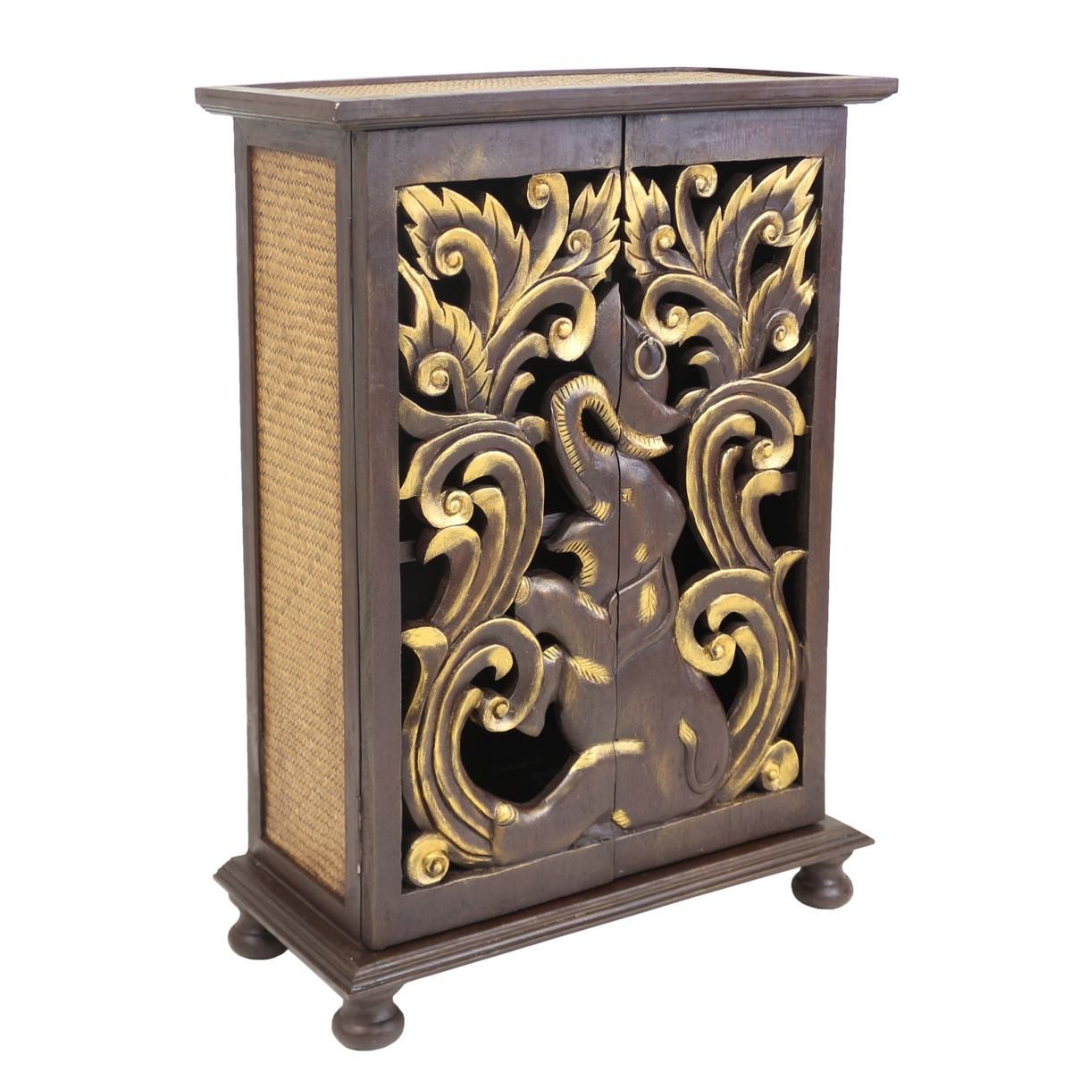 Oriental Galerie Mehrzweckschrank Wandschrank Schrank Holzschrank Kommode Flurschrank 90 cm Elefant (1-St) Flurschrank, Dielenschrank, Barschrank, Asiatisch, Thailand