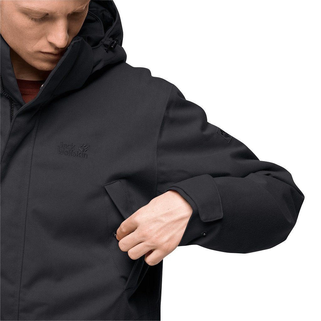 Jack Wolfskin Parka Fierce Wind (wasser- und winddicht, aus recycelte Materialien) schwarz