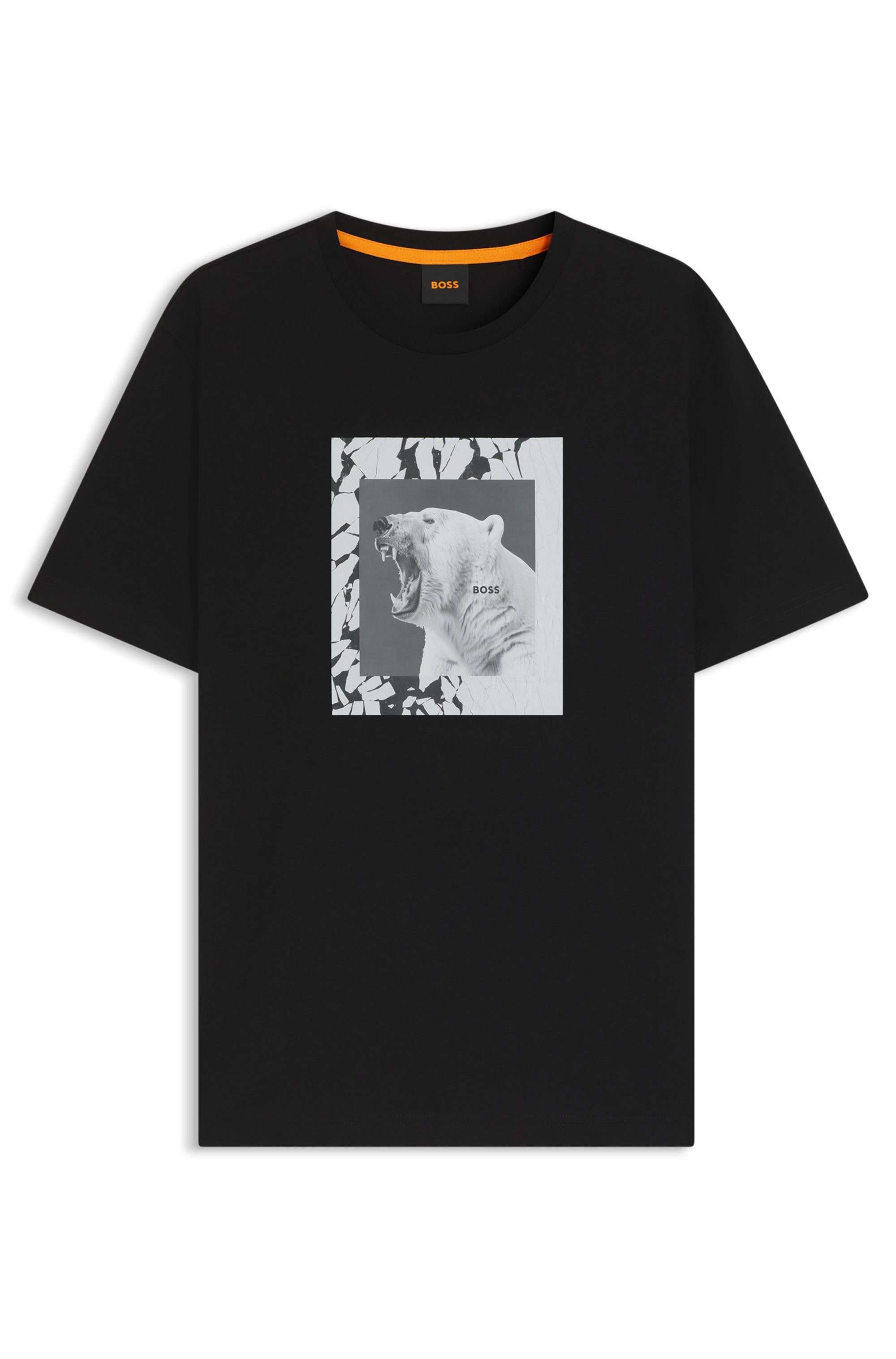 BOSS ORANGE T-Shirt Te lupo runder Ausschnitt, regular fit, Fotodruck – Bild 4 von 5
