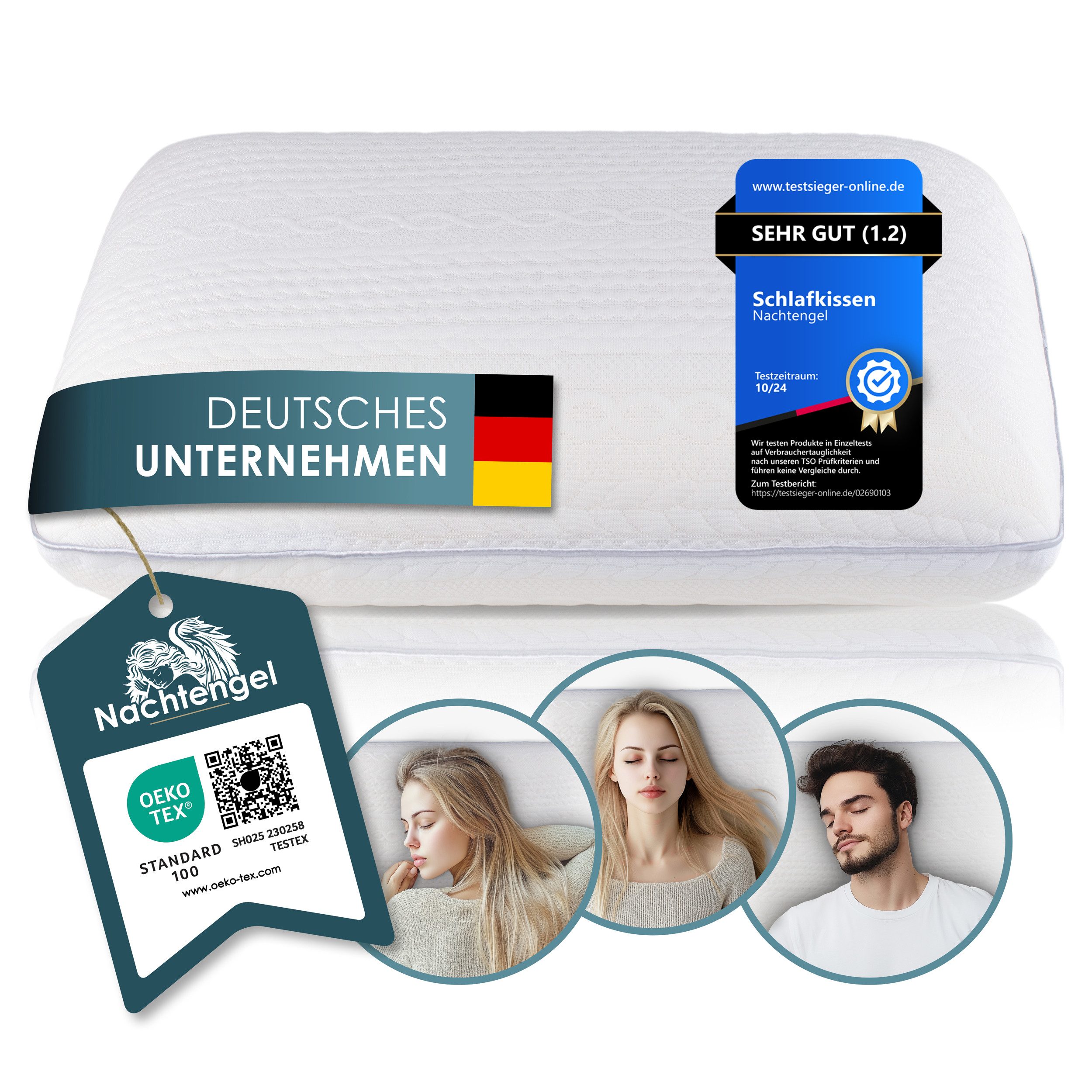 NTG Nutzfahrzeug Technik GmbH Kopfkissen Orthopädisches Memory Foam Kopfkissen Ergonomisches Nackenstützkissen, Atmungsaktiv, Ergonomisch, Hypoallergen, Kissenbezug Waschbar