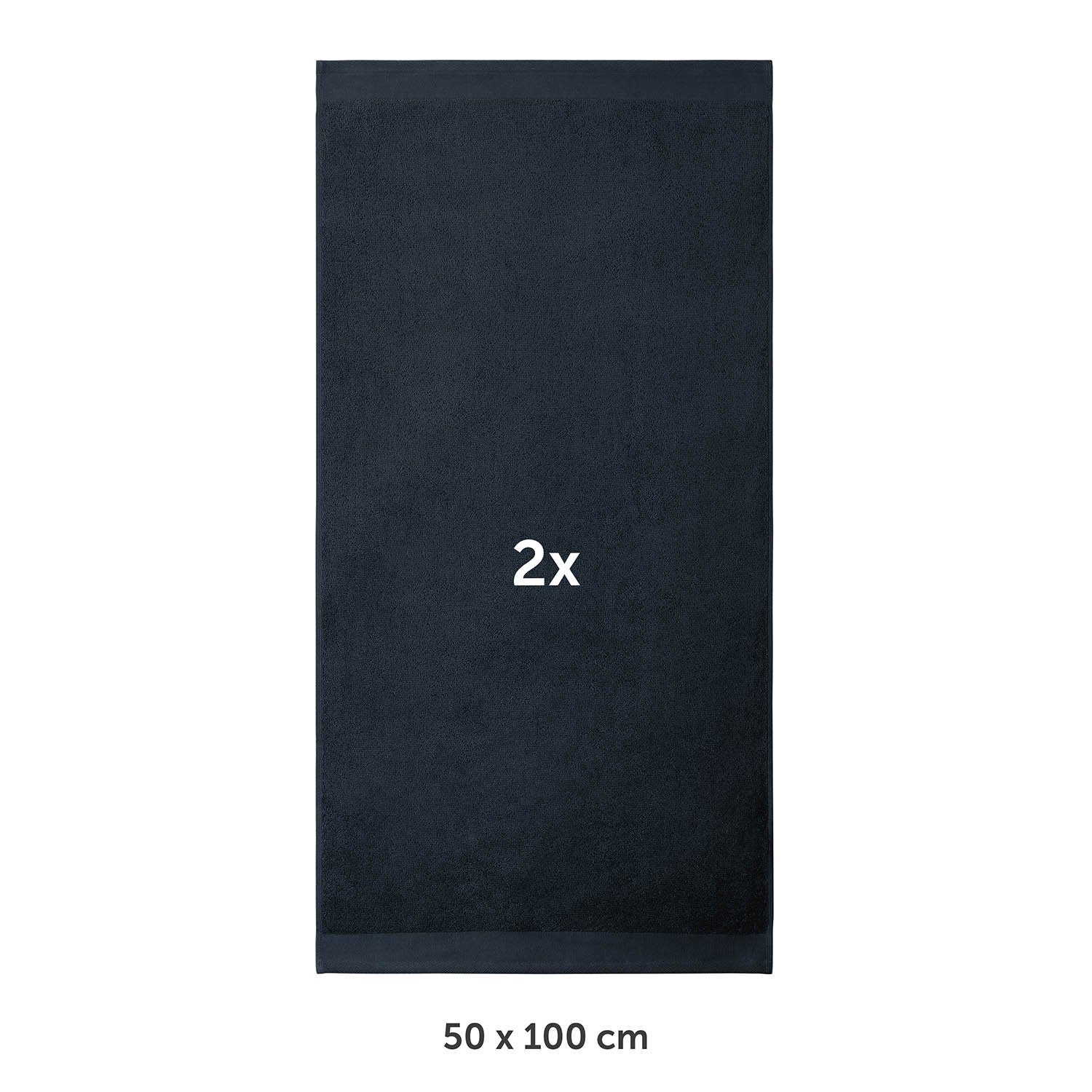 Handtücher und 2er weich Frottee Dunkel Handtücher Premium Set 100% (2-St), - Baumwolle 50x100cm Blau mit Handtücher saugstark, Blumtal Aufhängschlaufen, Set Frottier