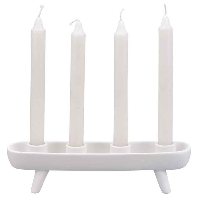 matches21 HOME & HOBBY Kerzenhalter Kerzenständer für 4 Stabkerzen weiß Adventskranz 27,5 cm