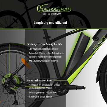 SachsenRAD E-Bike E-Racing Mountainbike R8 Flex III,14.5Ah Shimano Hydraulische Bremsen, 9 Gang, BAFANG Motor 27.5 Zoll MTB Bike bis 150KM Herren Damen Elektrofahrrad