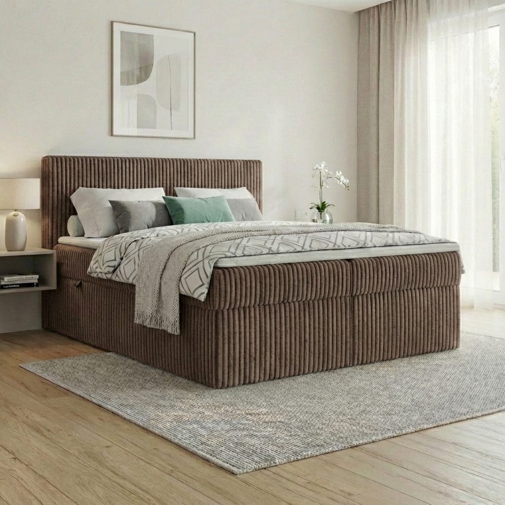 A&J MöbelLand GmbH Boxspringbett RALF mit Bettkasten, Topper und gepolstertem Kopfteil. (Boxspringbett mit Bettkasten und gepolstertem Kopfteil) – Bild 2 von 5