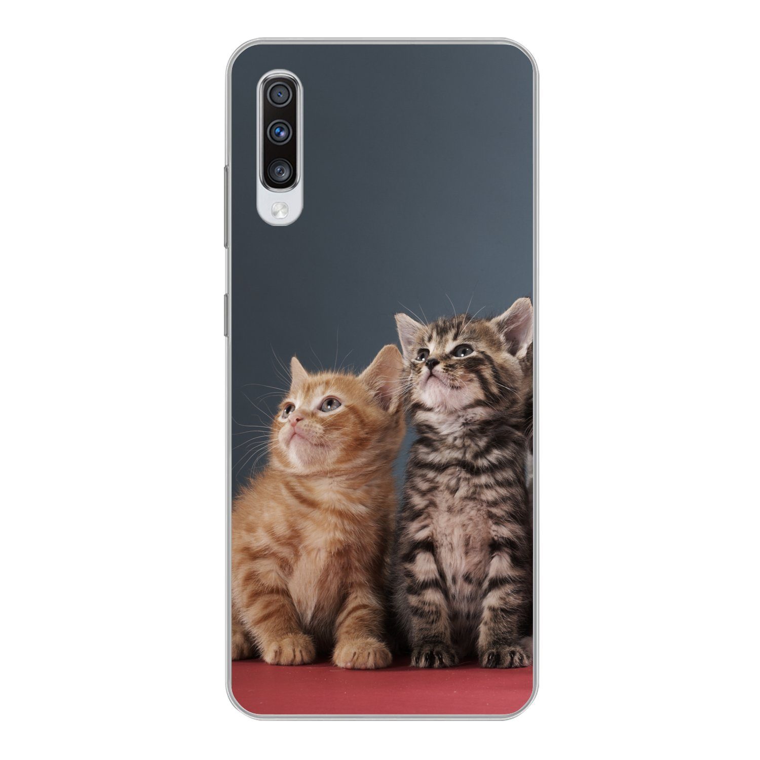 MuchoWow Handyhülle für Samsung Galaxy A70 Kätzchen - Blau - Rosa - Mädchen - Jungen - Kin, Phone Case, Silikon, Schutzhülle Dünn