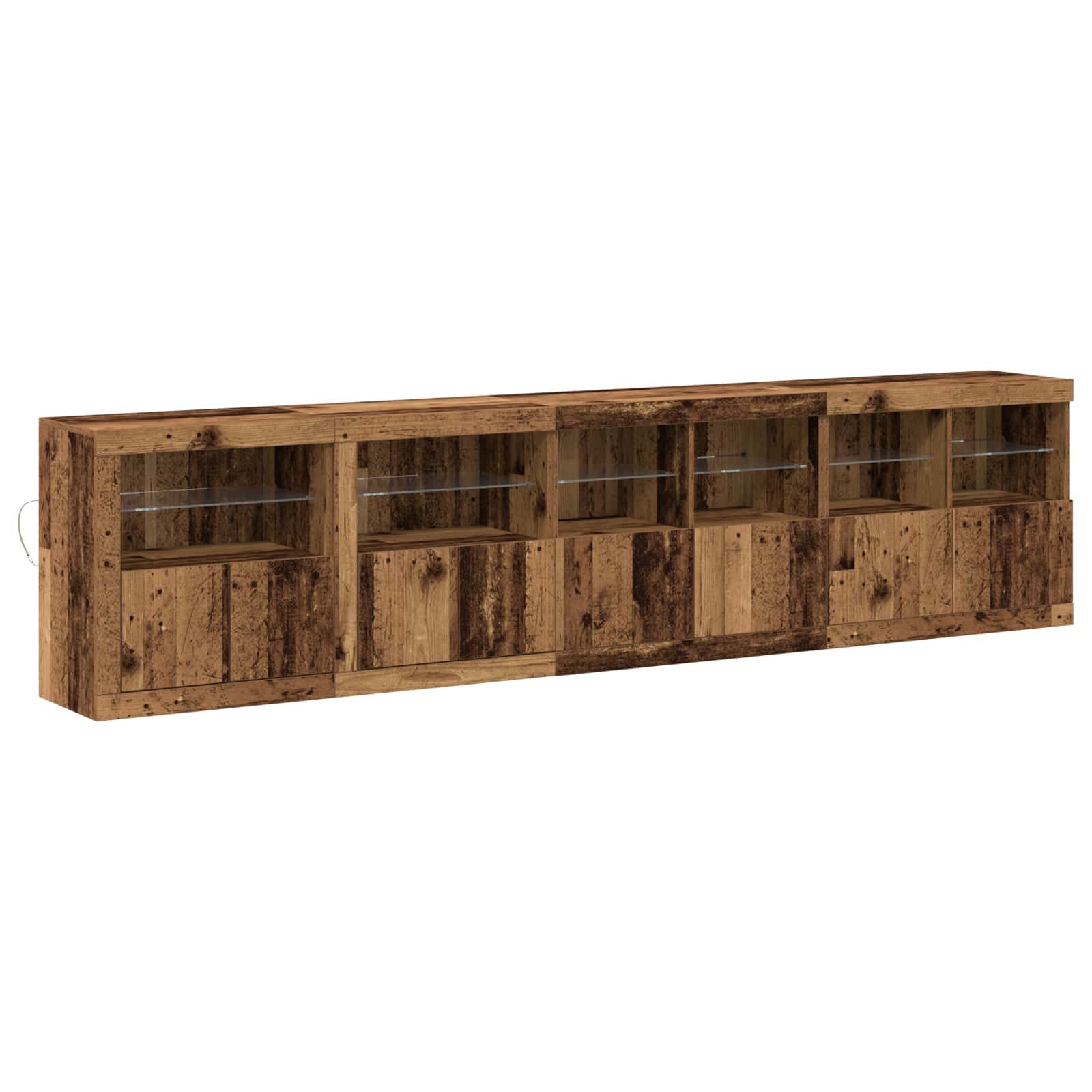 vidaXL Sideboard LED-Sideboard Altholz 283 x 37 x 67 cm Holzwerkstoff (1 St)