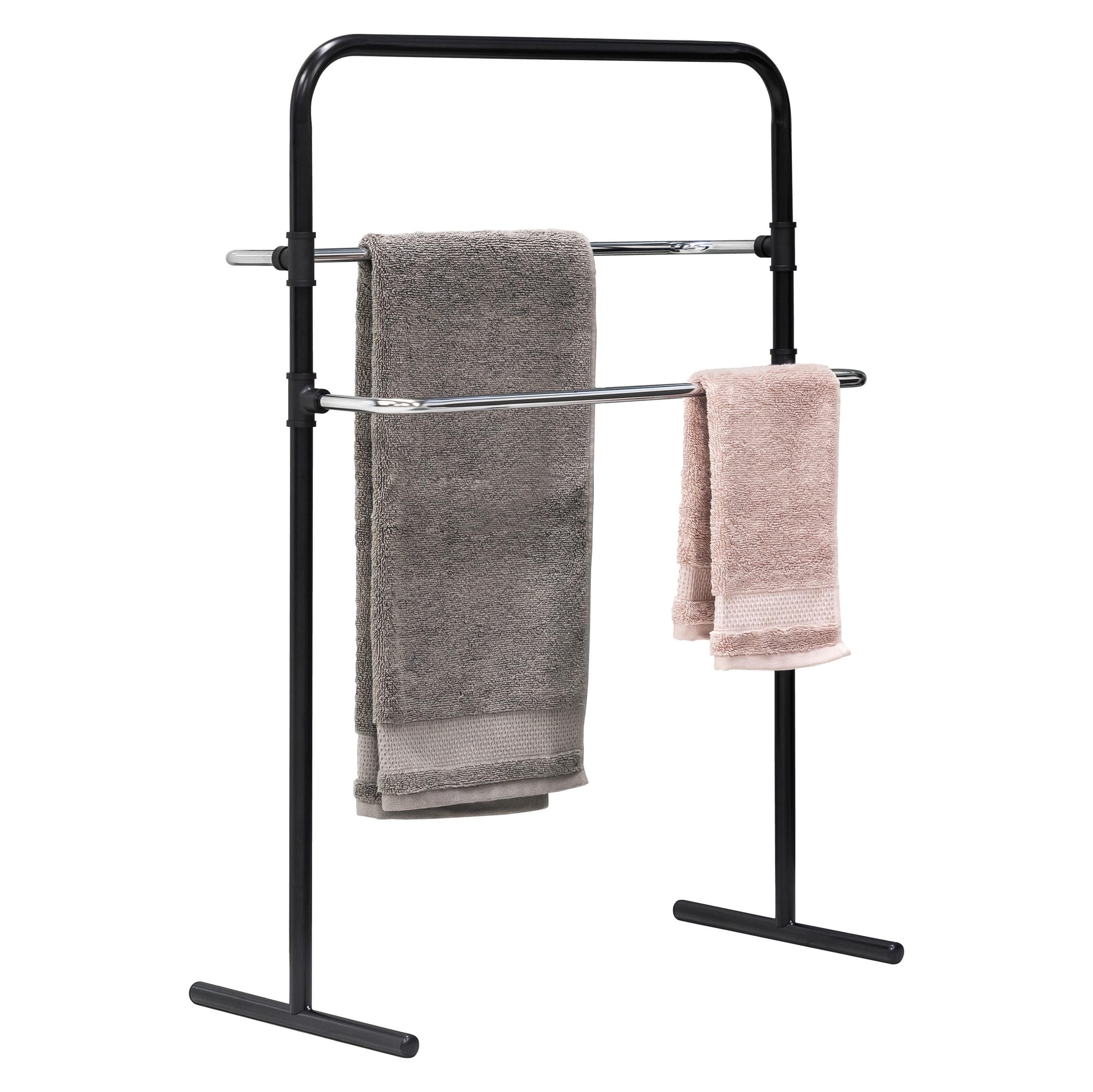 bremermann Handtuchhalter Stand-Handtuchhalter freistehend, 2 Stangen, Handtuchständer, schwarz