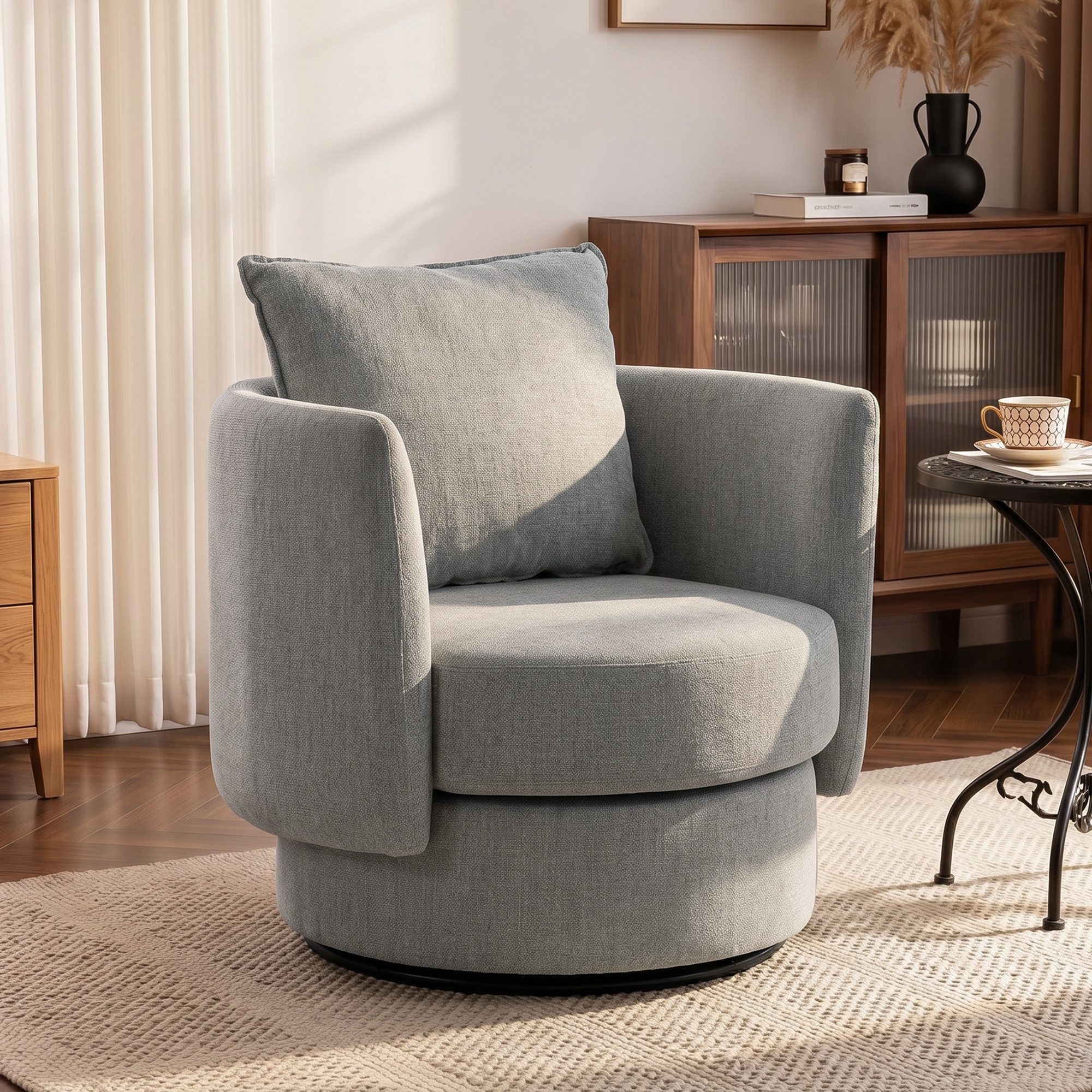 HOMCOM Sessel Loungesessel Relaxsessel mit Kissen (Set, 1-St., 1), 360° Drehung, Doppel-Federung, atmungsaktiv