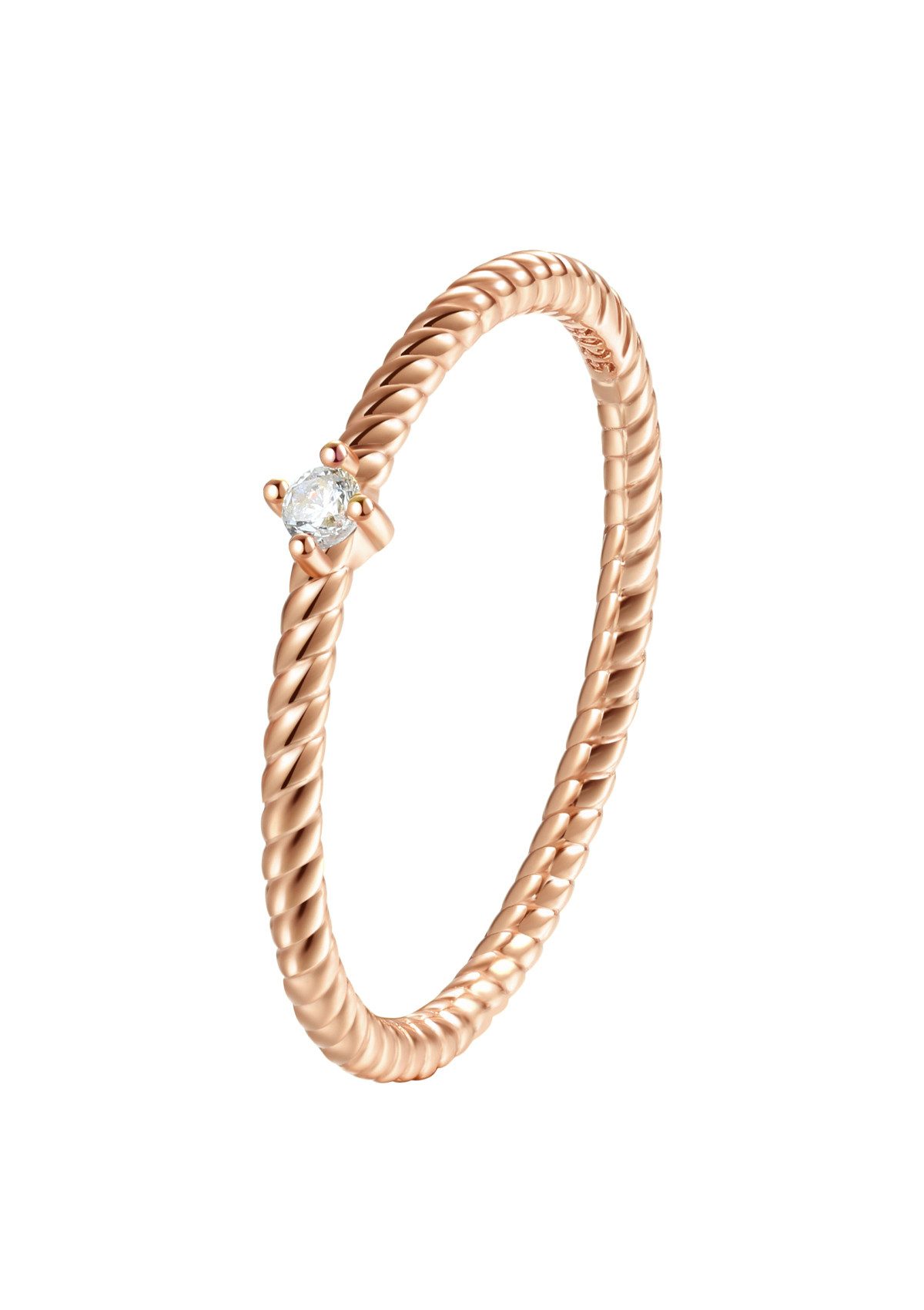 Hey Happiness Fingerring Zirkonia Solitär gedreht, günstig online kaufen