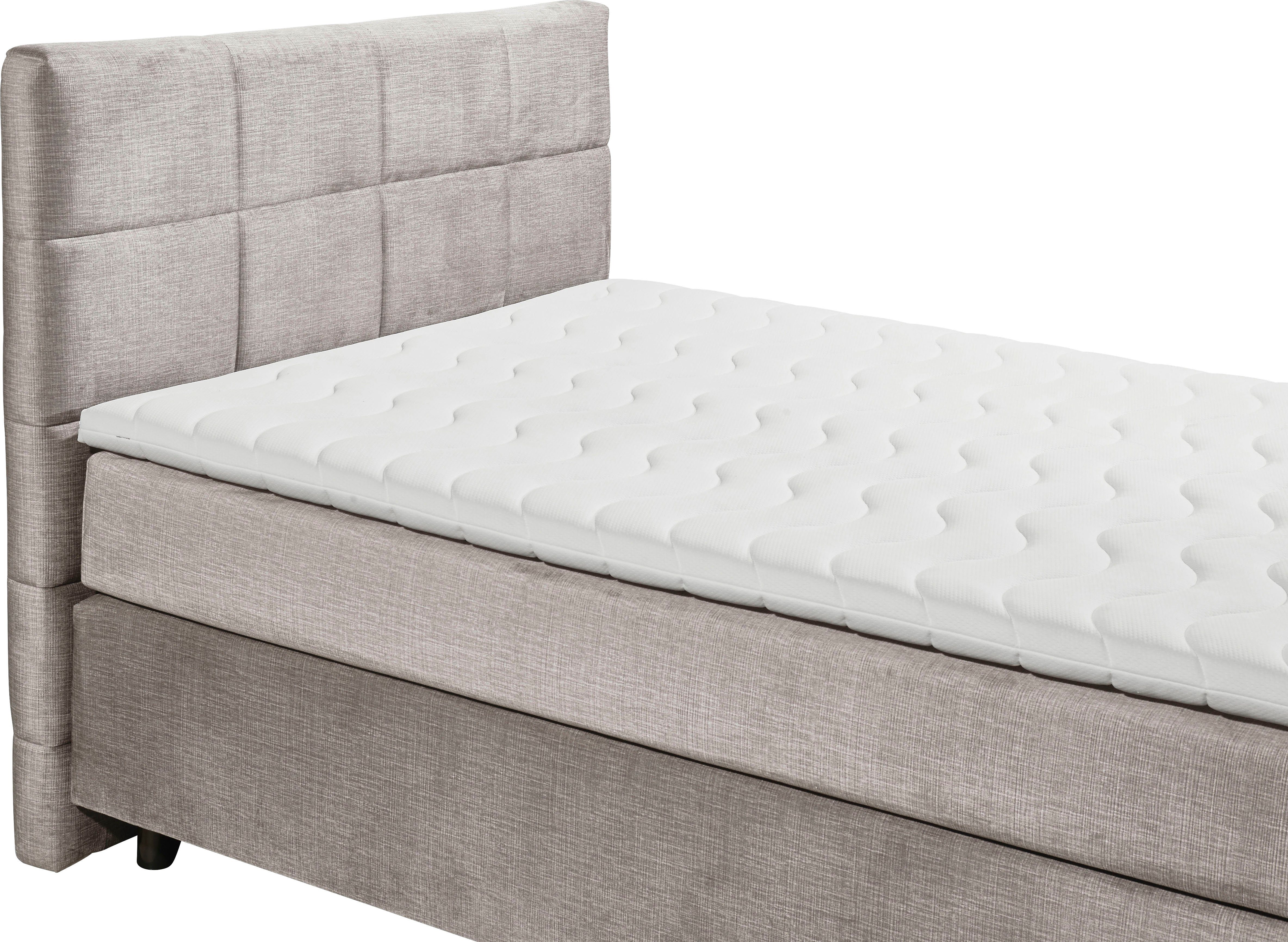 ED EXCITING DESIGN Boxspringbett Navarra, Topper grau inkl