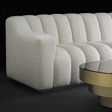 Casa Padrino Sofa Luxus Sofa Creme / Schwarz 234 x 96 x H. 76,5 cm - Leicht gebogenes Wohnzimmer Sofa - Hotel Sofa - Luxus Qualität