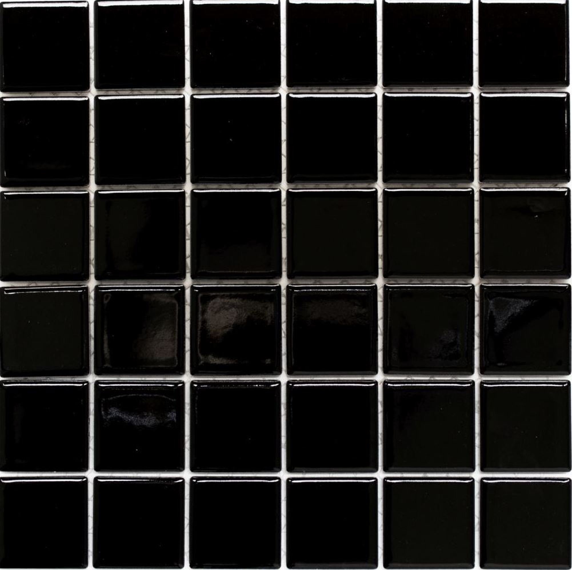 Mosani Mosaikfliesen Quadratisches Keramikmosaik Mosaikfliesen Matten glänzend schwarz / 10