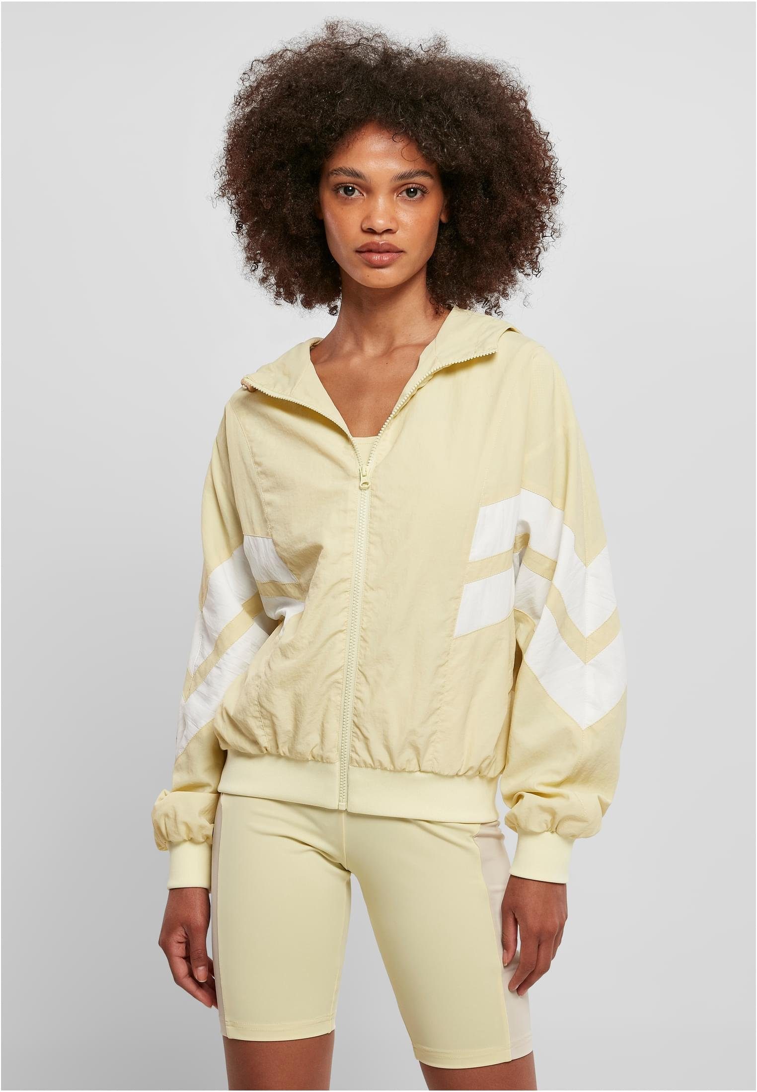 URBAN CLASSICS Outdoorjacke Damen Ladies Crinkle Batwing Jacket (1-St) softyellow/white | 