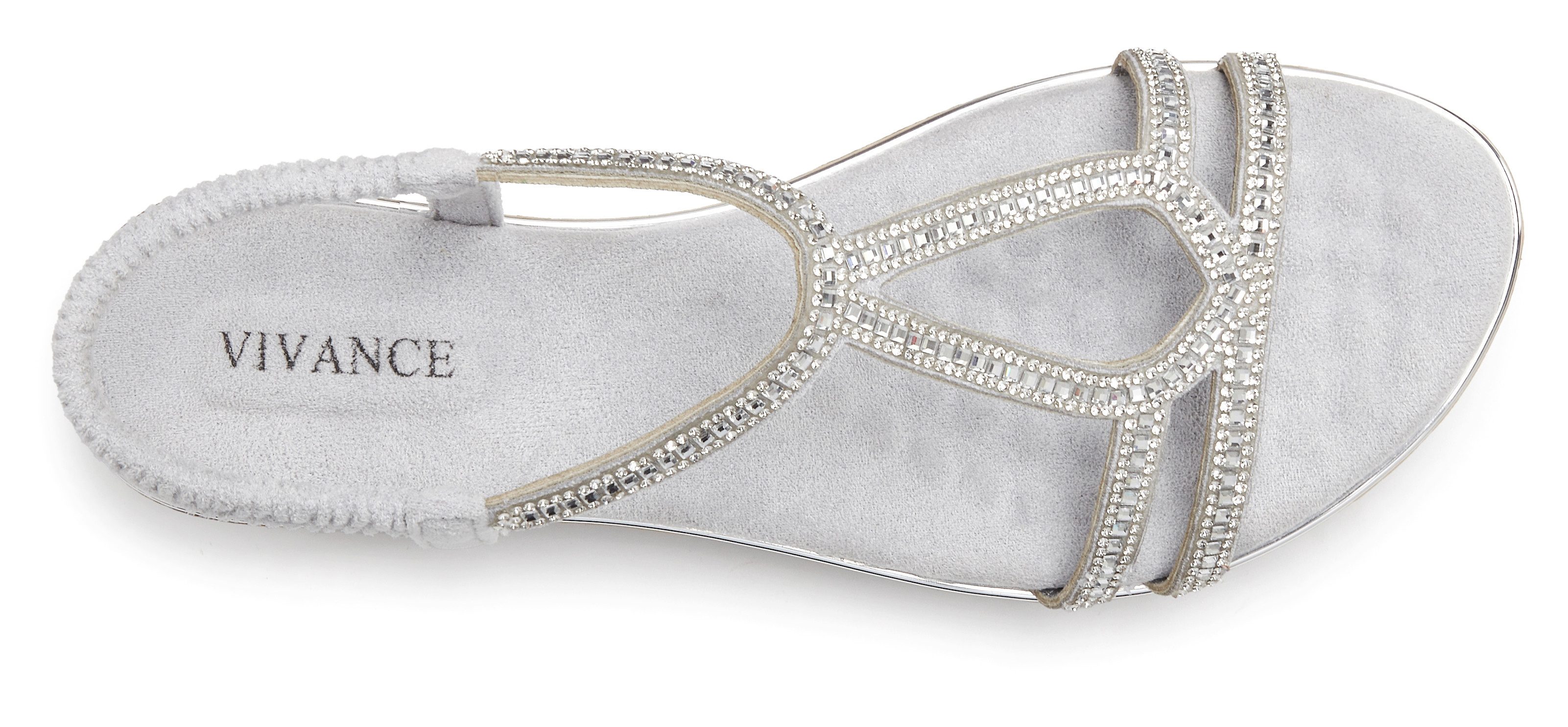 Vivance Sandalette, Sommerschuh, Sandale mit eleganter Glitzer-Verzierung und elastischen Riemchen