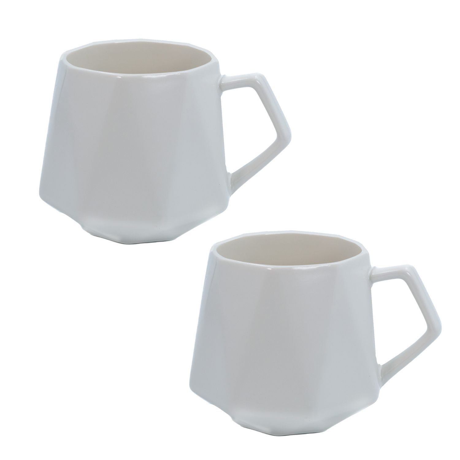 Intirilife Tasse, 2-tlg., Keramik, Kaffee Tee Tasse in Feinschliff Optik 350 ml - 13 x 10.5 x 9.2 cm