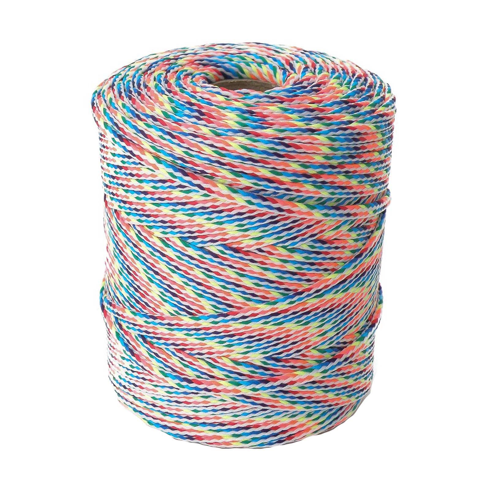 maDDma Seil 100m Polyester-Schnur Kordel 4mm, mehrfarbig, verschiedene Farben, bright rainbow