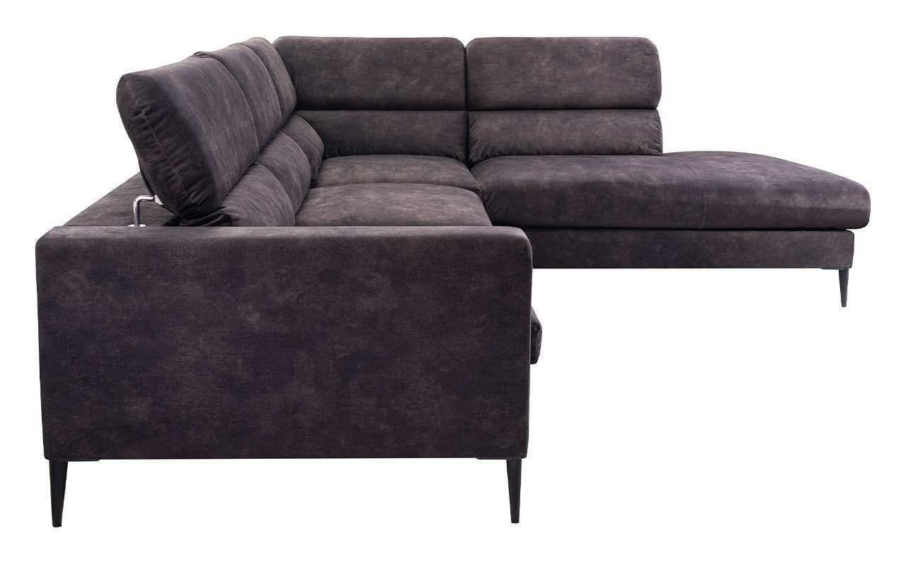 Bettsofa Couch Dunkelgrau Ecksofa, MÖBEL L-Form Ecksofa Wohnlandschaft - - GESSO, Modern MKS