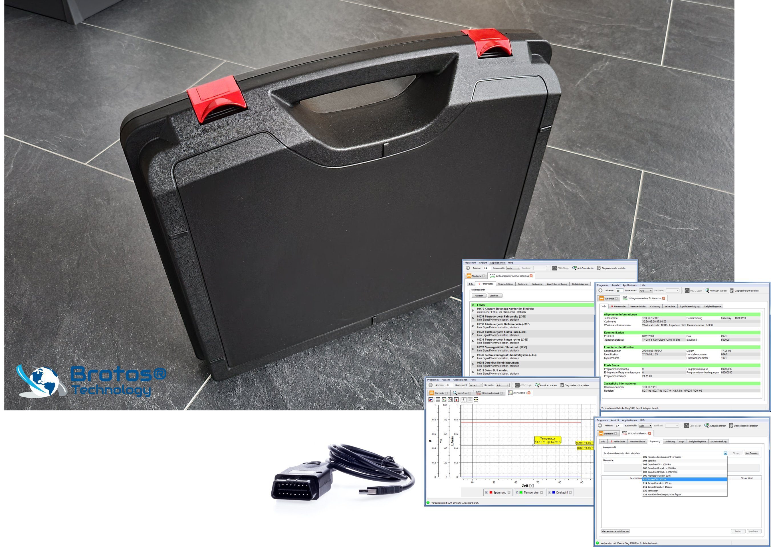 Brotos® VAG Testerset Diagnose Software Auto-Adapter Vollversion und Interface mit
